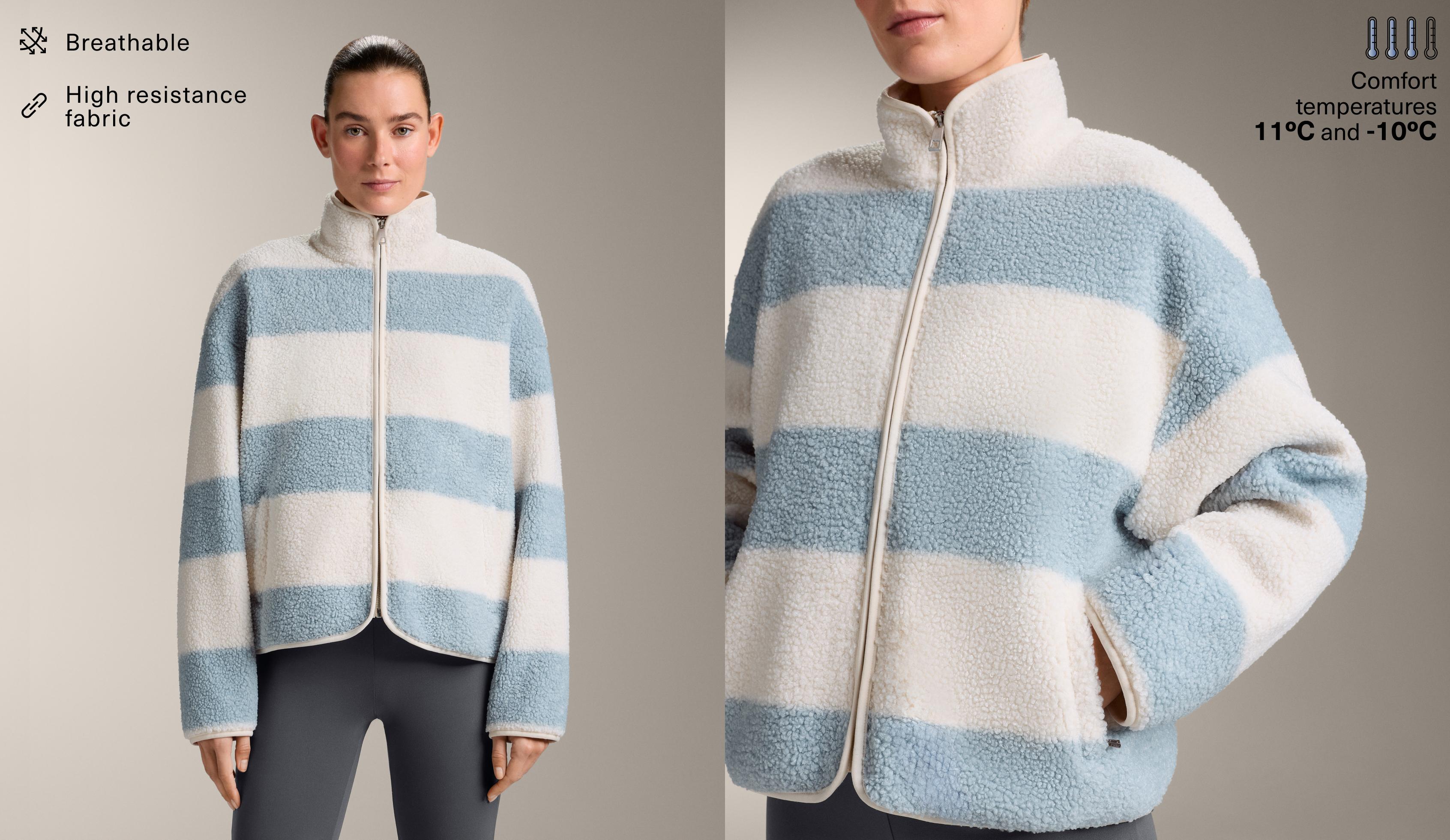 ז'קט בומבר דמוי צמר פסים