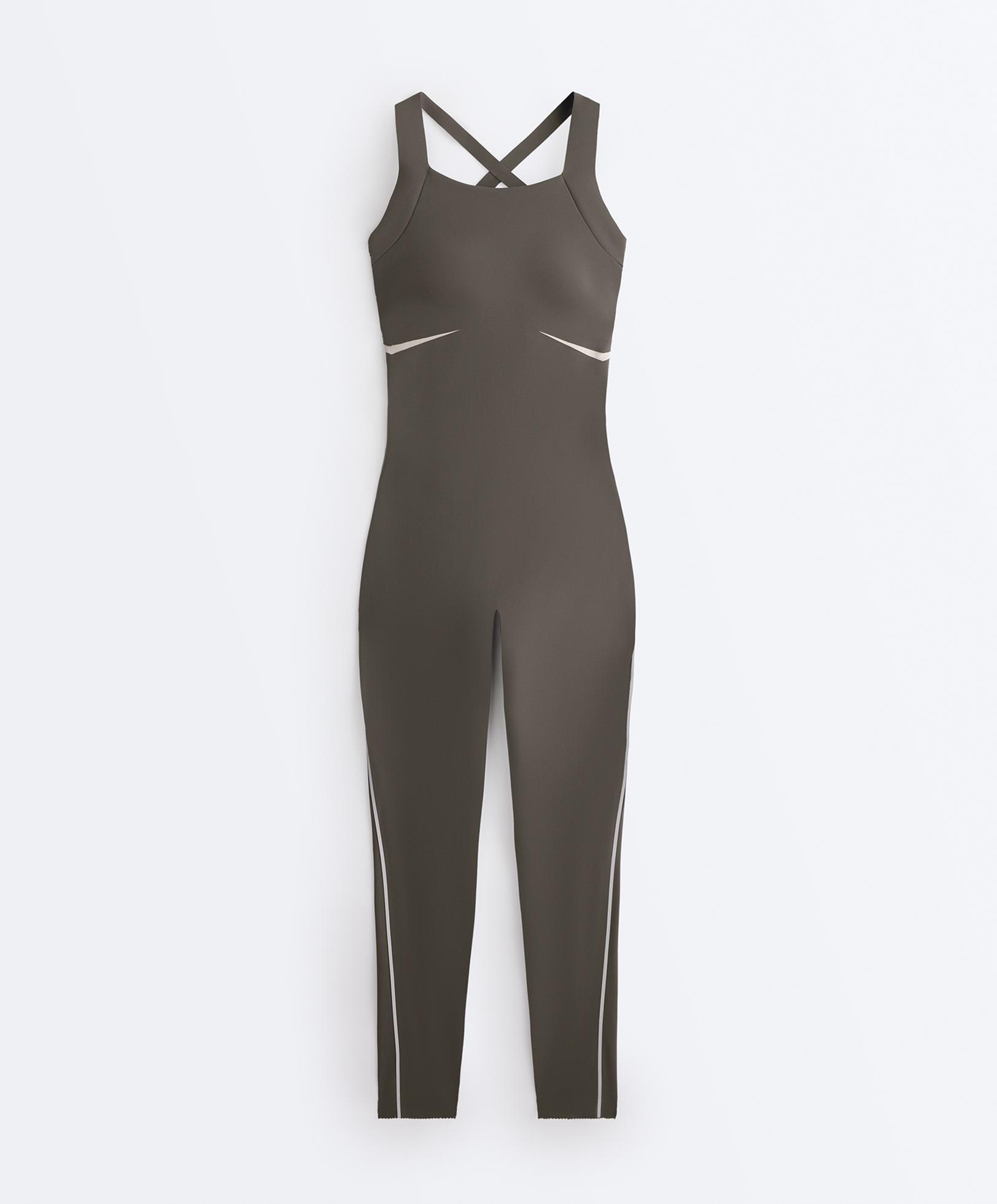 Compressive reflective jumpsuit — CHARCOAL GREY