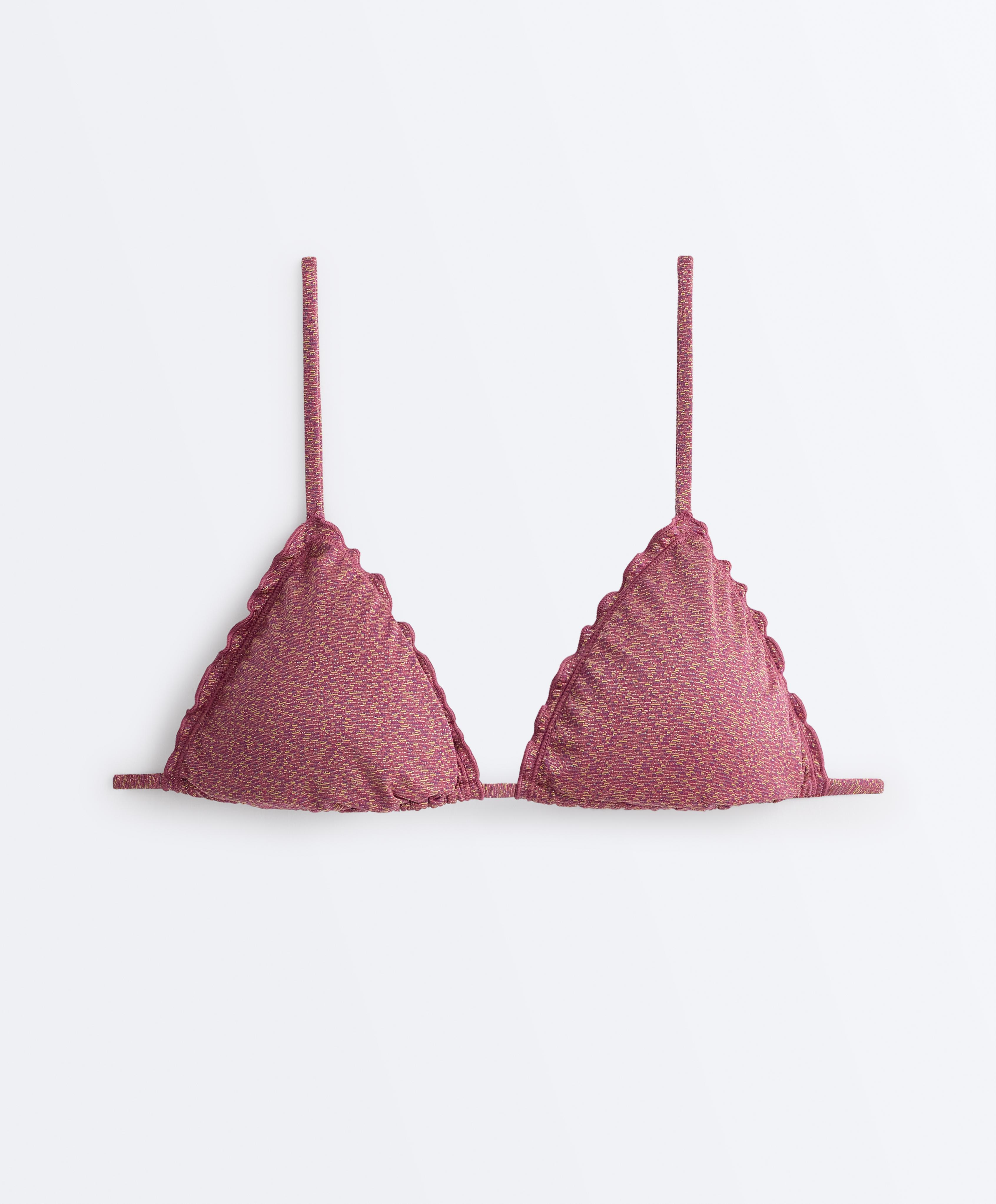 Metallic thread triangle bikini — DARK PINK