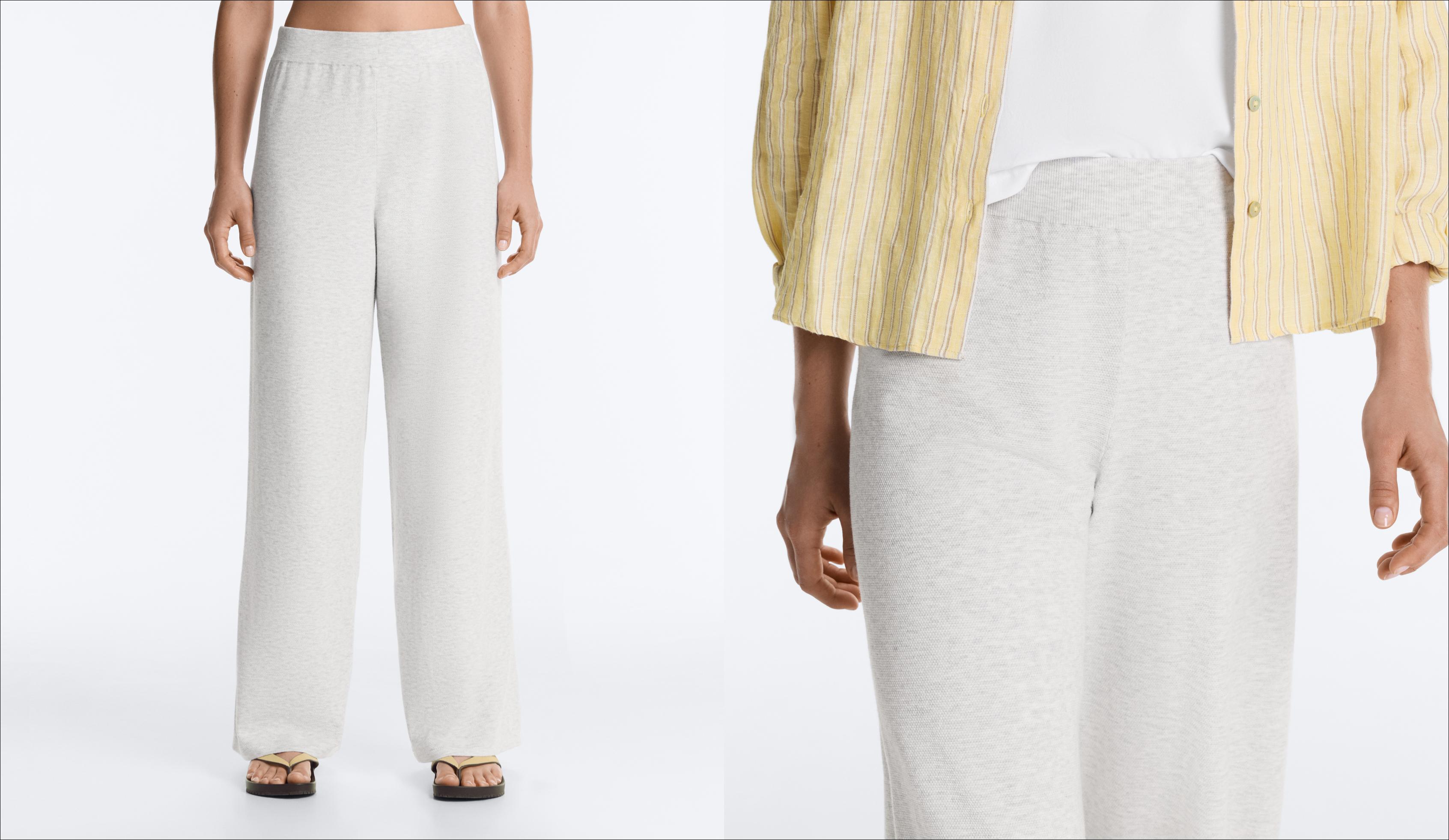 Straight-leg knit trousers — PALE GREY MELANGE