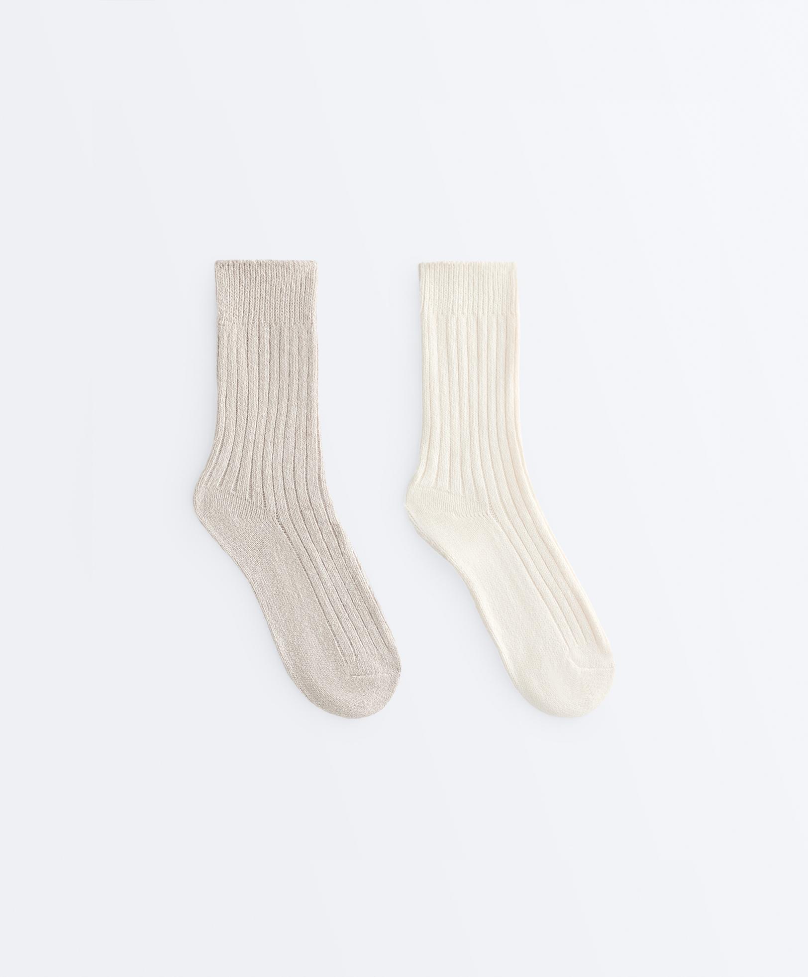 2 Pairs of Classic Ribbed Socks — ECRU