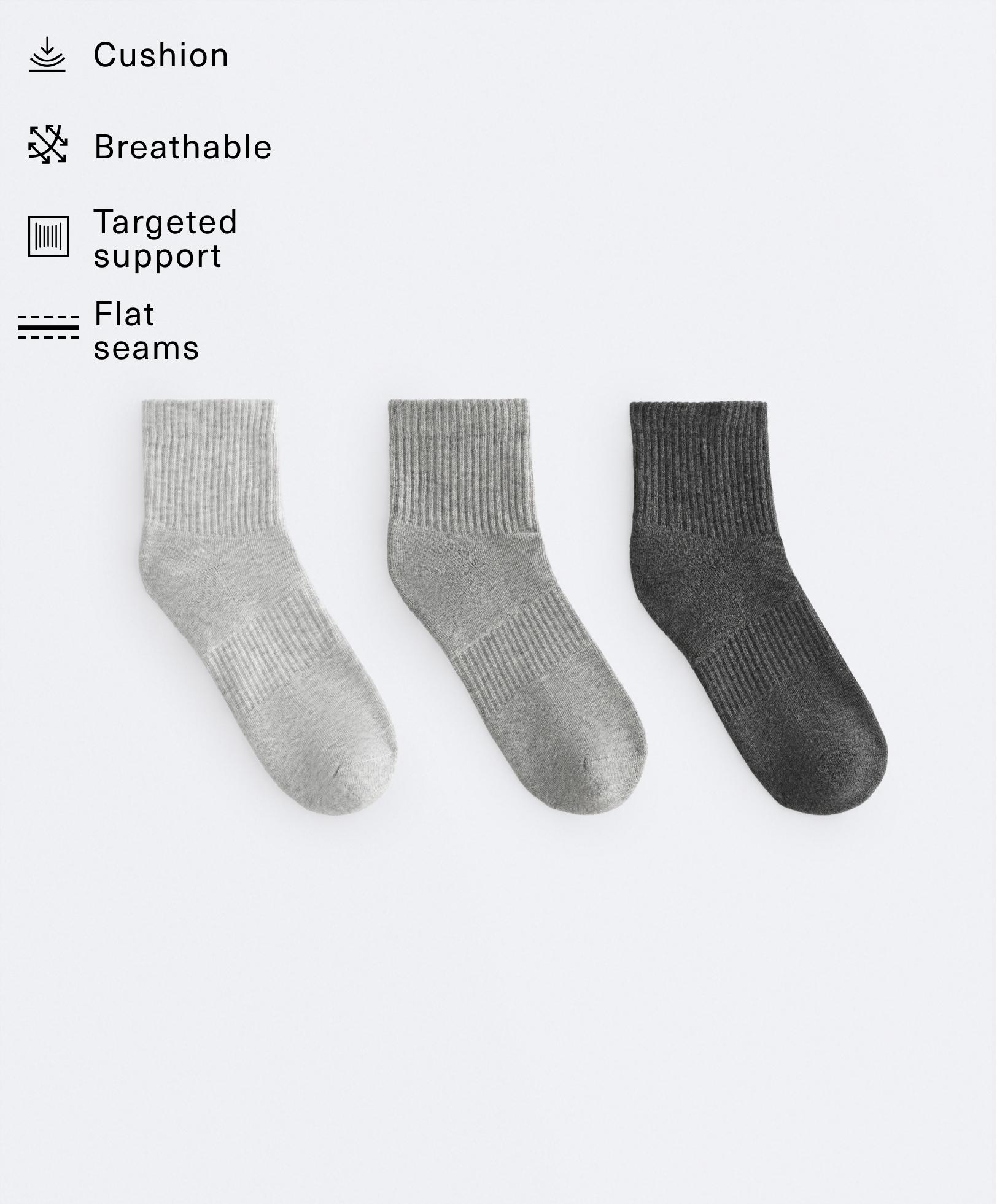 3 pairs of cotton blend quarter sports socks 3 pairs of cotton blend quarter sports socks