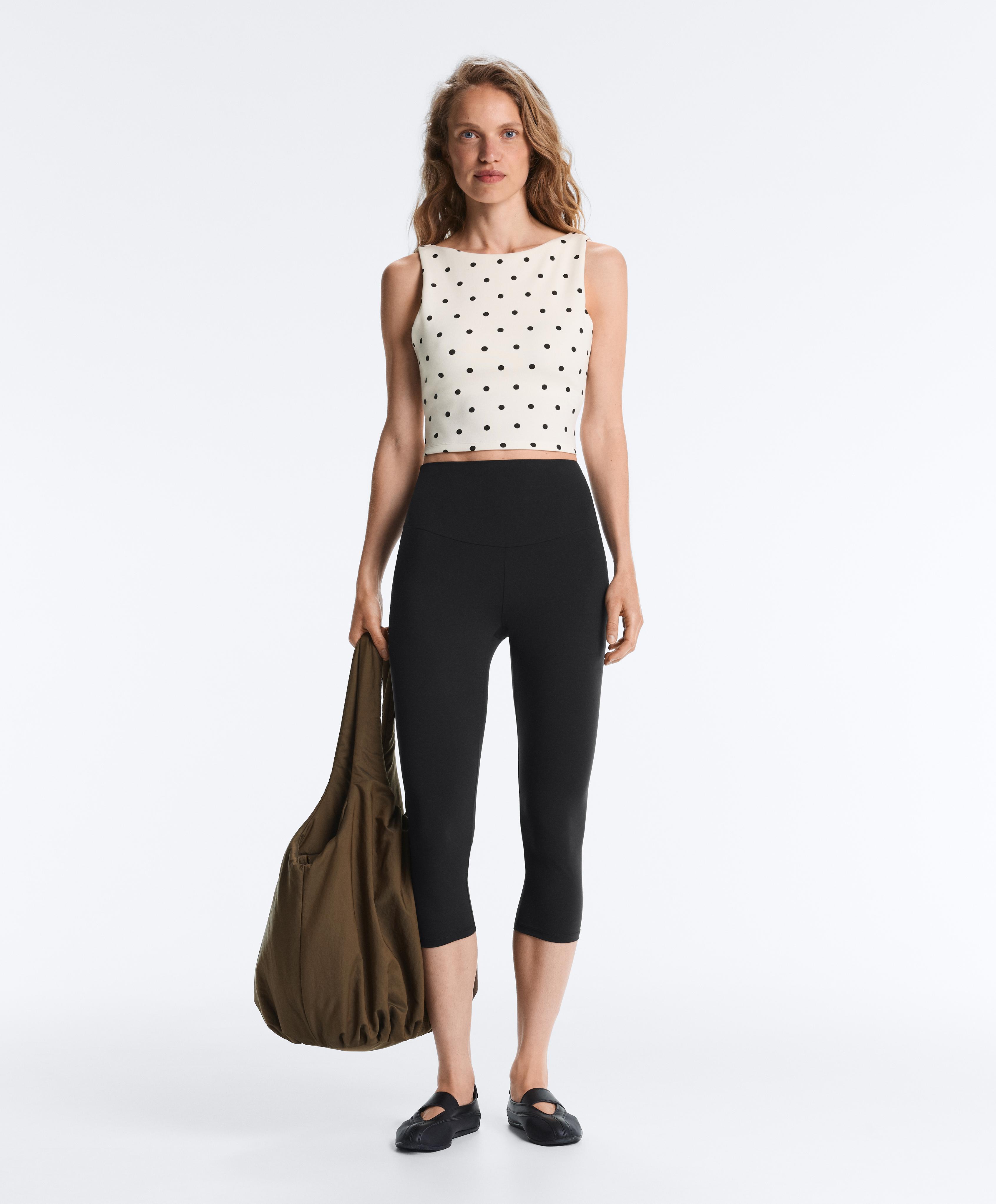 Sleeveless polka dot T-shirt — PALE ECRU
