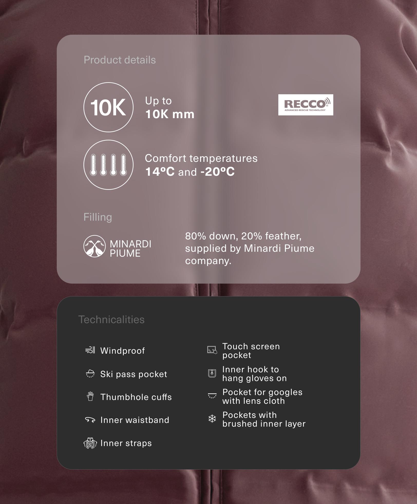 Сатенирано ватирано яке с 80% пух и 20% пера MINARDI PIUME SKI водоустойчиво Сатенирано ватирано яке с 80% пух и 20% пера MINARDI PIUME SKI водоустойчиво