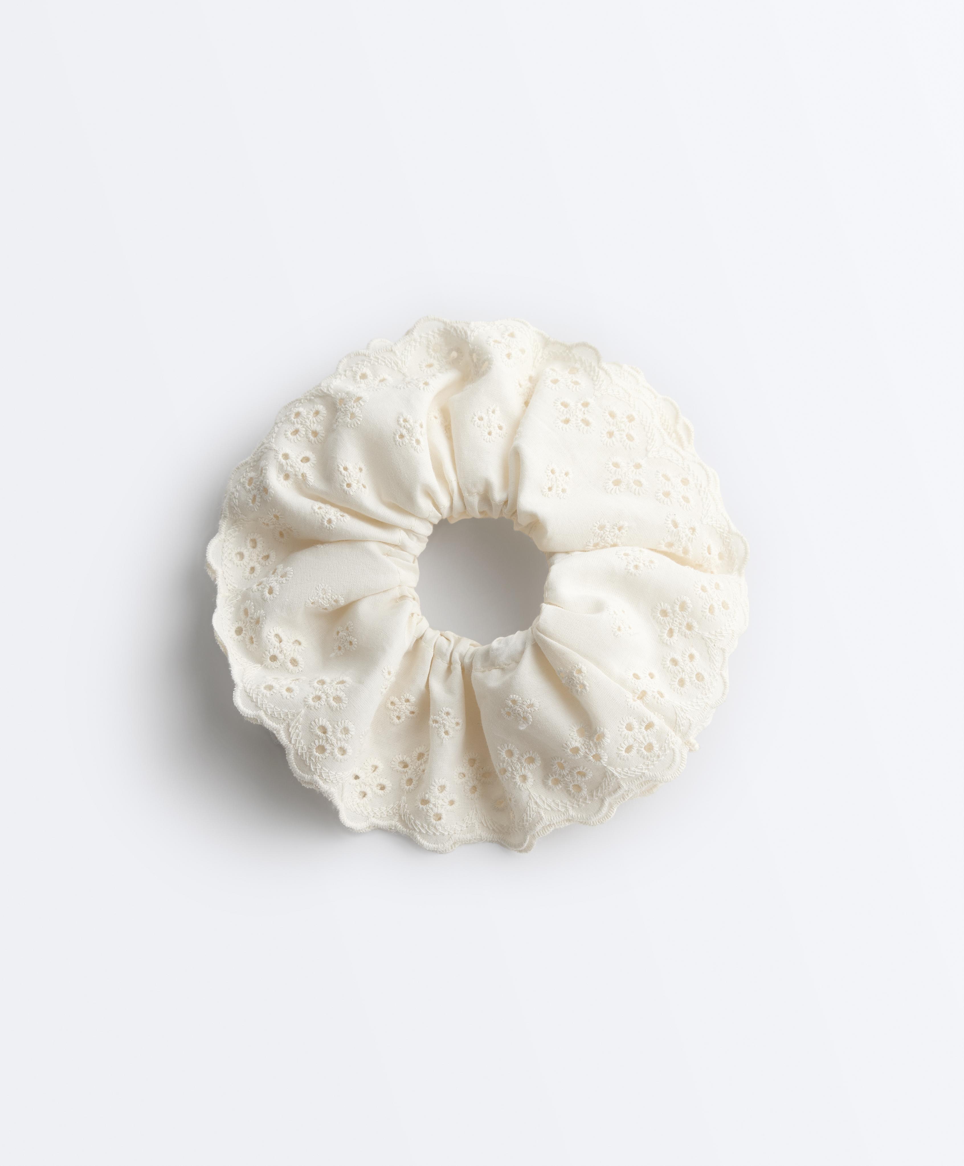 Large embroidered scrunchie