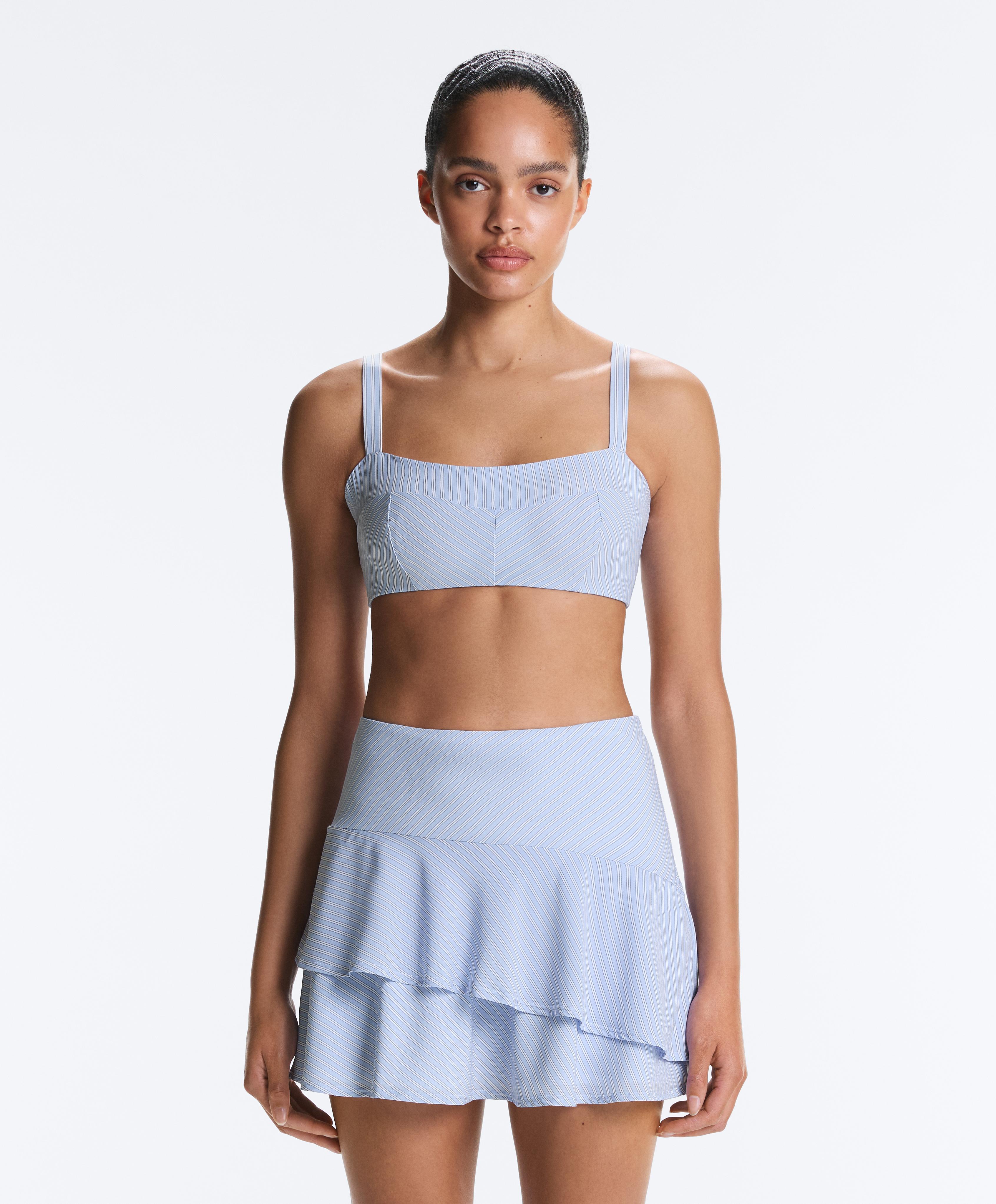 Medium-support striped straight sports bra — BLUE