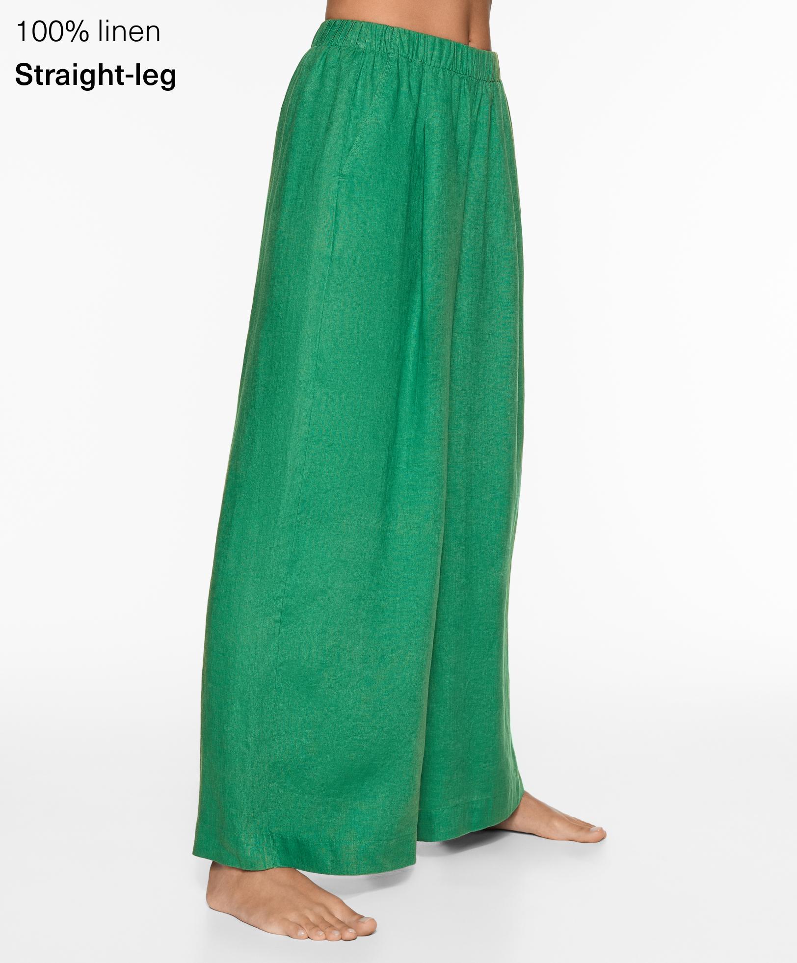 100% linen wide straight-leg trousers - Sale