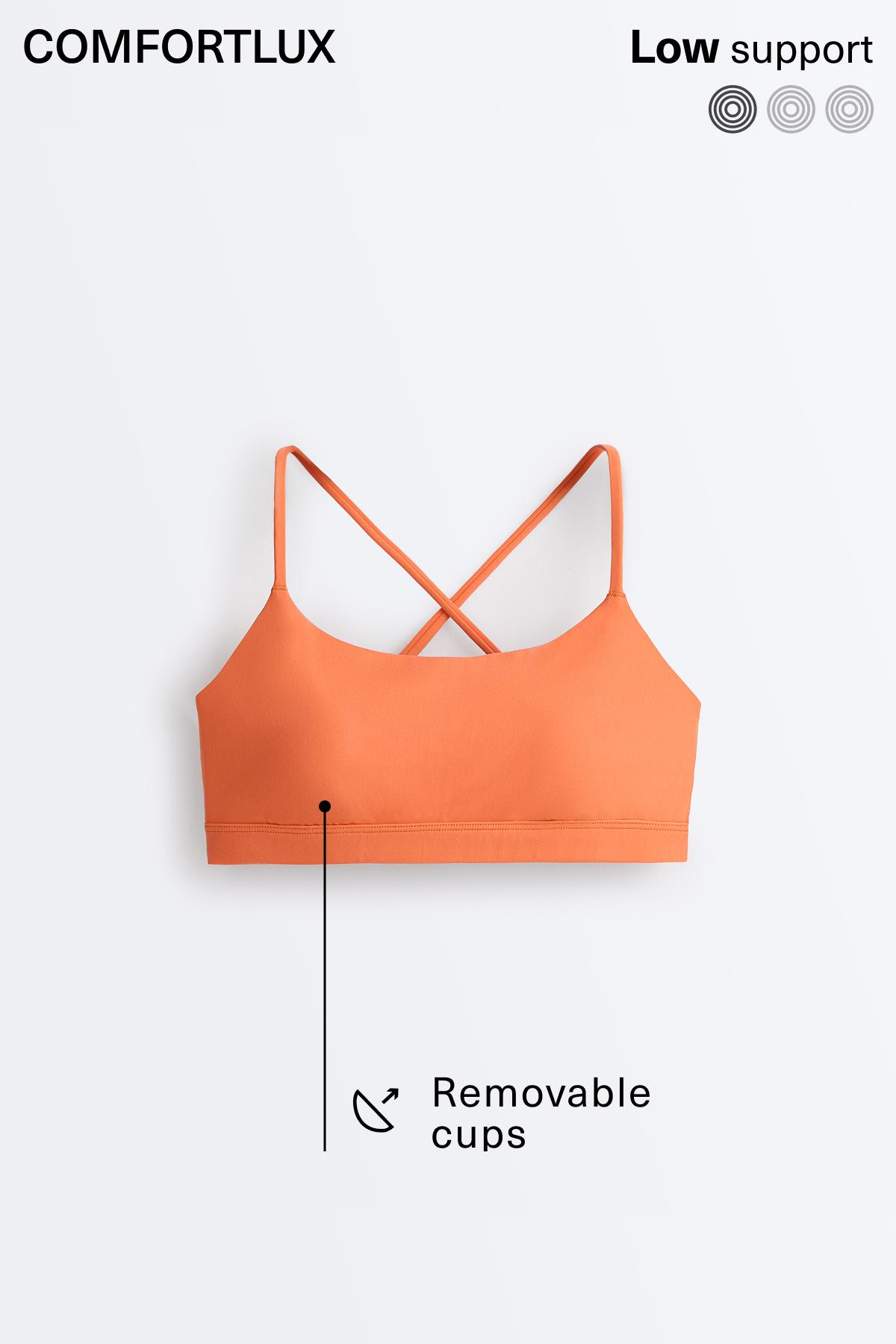 Low-support Comfortlux sports bra with straps — WASHED ORANGE