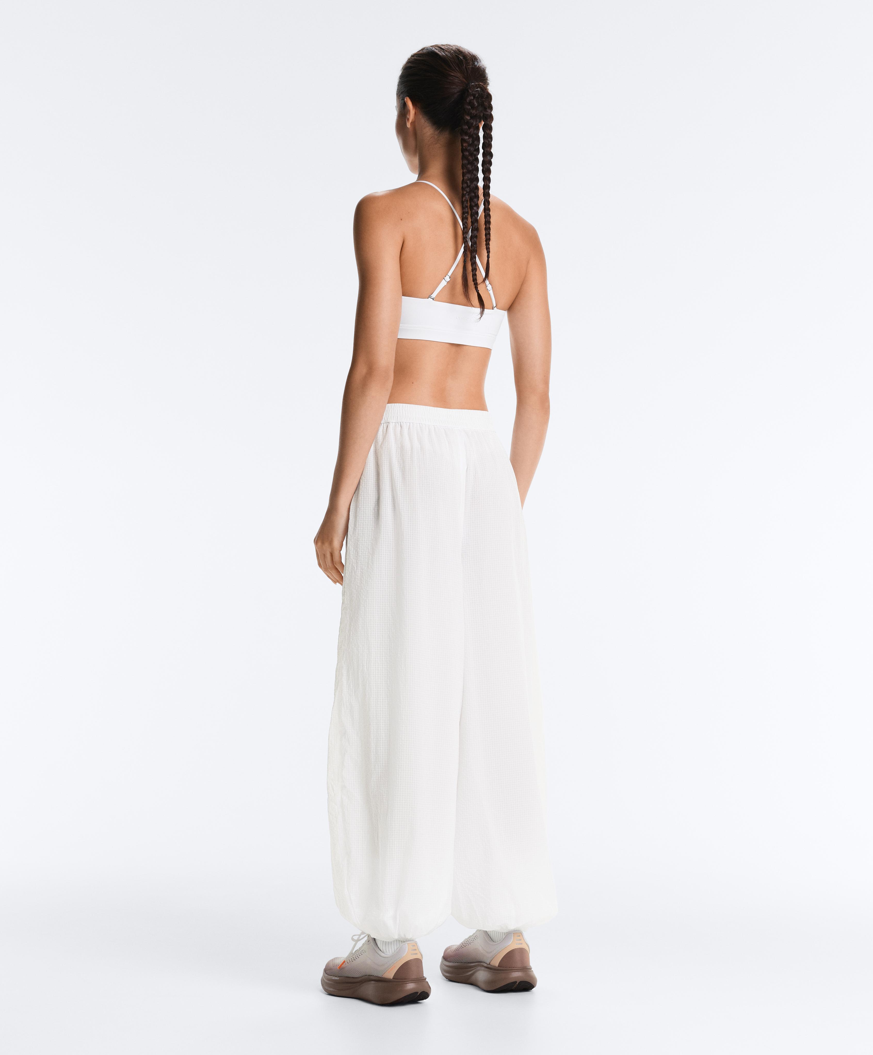 Checked technical bloomer trousers — WHITE