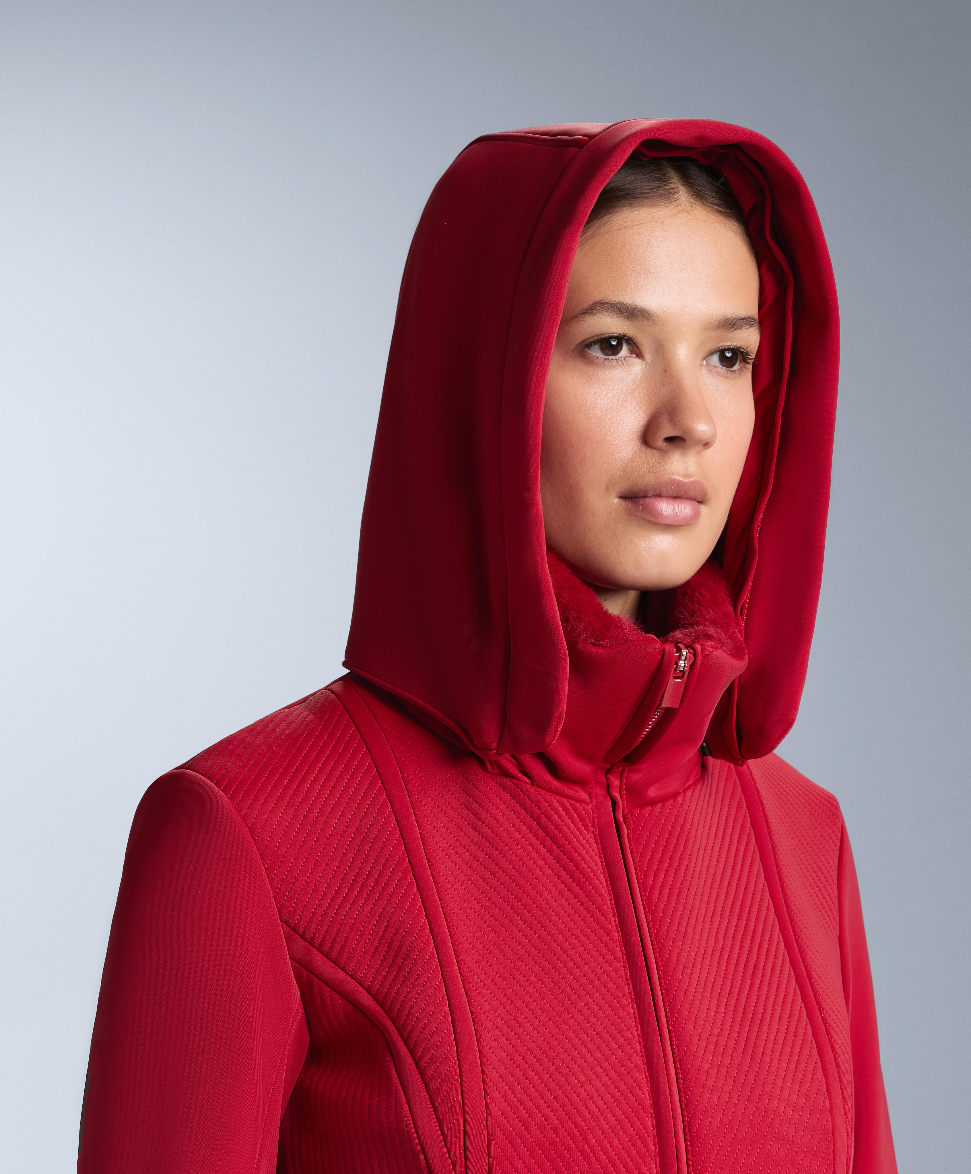 Water-resistant fitted stretch SKI jumpsuit — RED