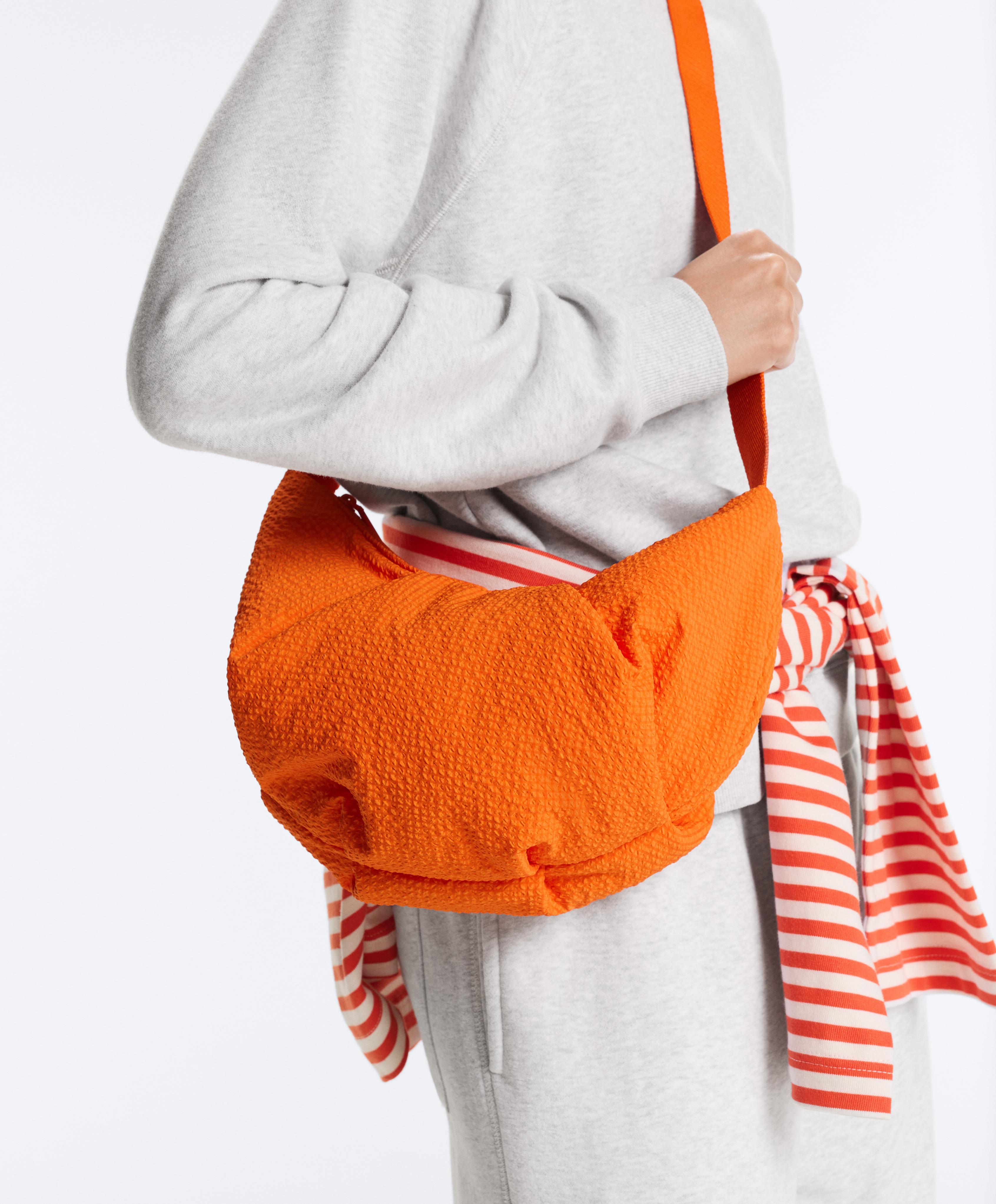 Quilted checked crossbody bag — ORANGE