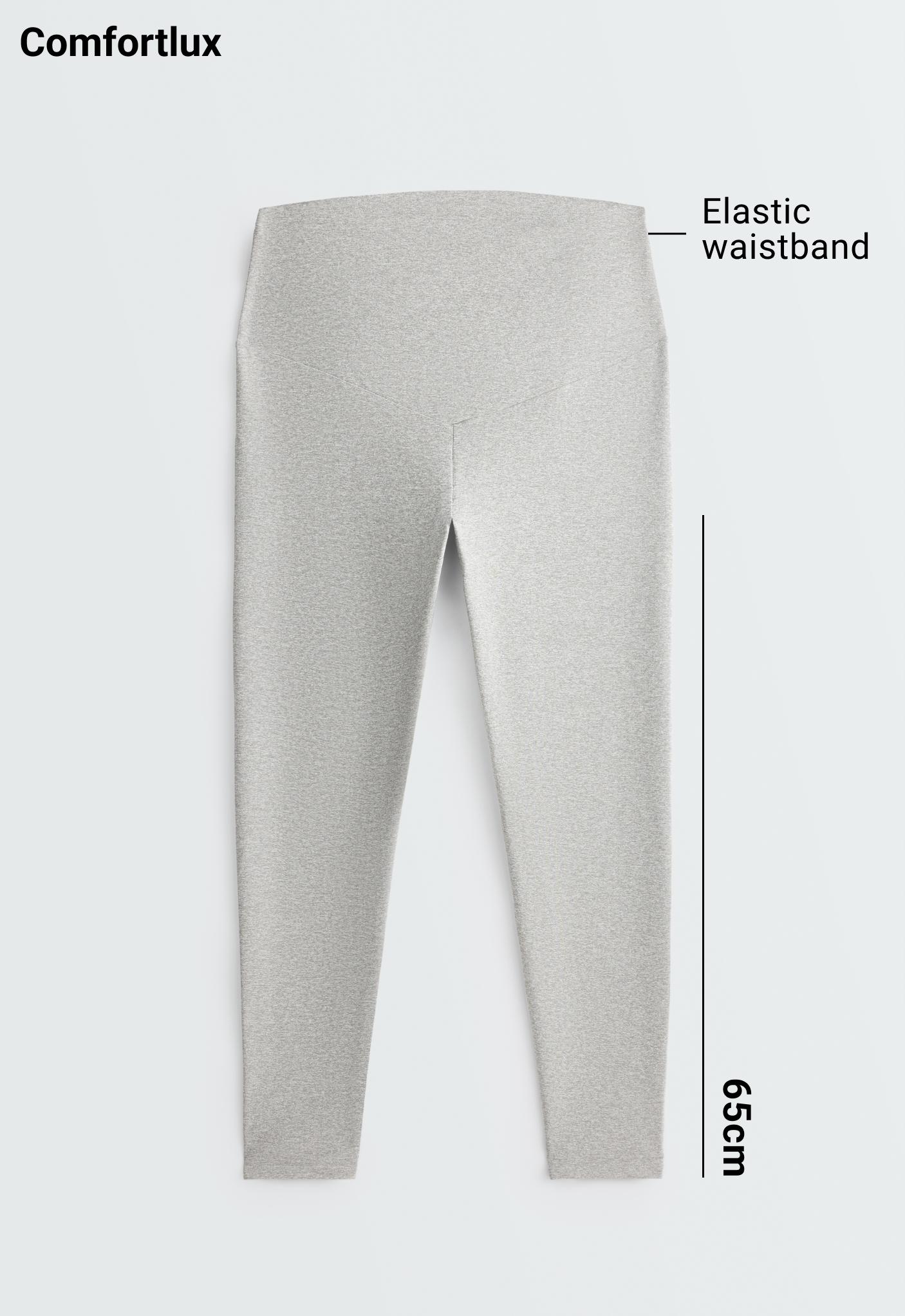 Comfortlux 65cm heathered maternity leggings — PALE GREY