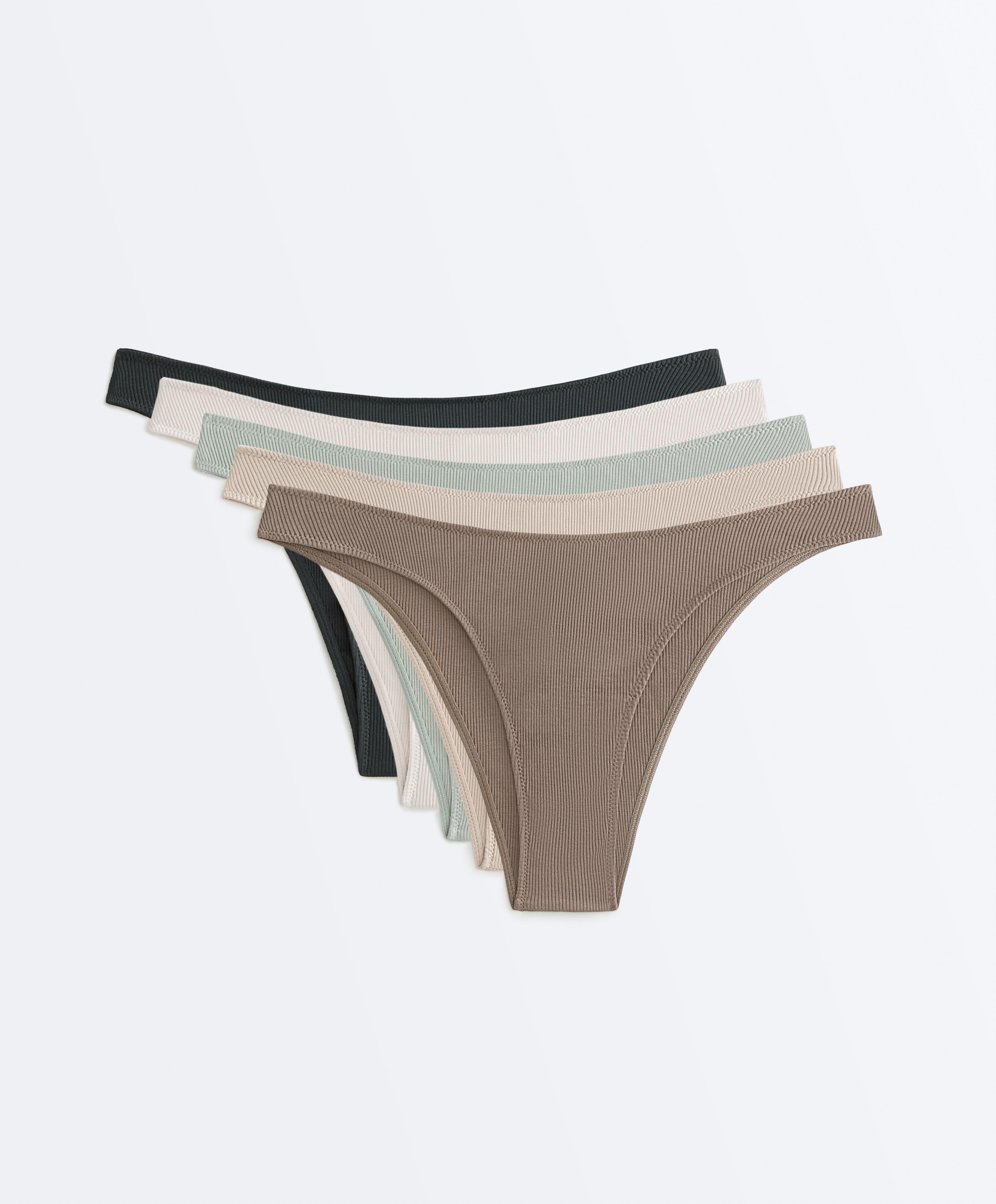 5 bragas brasileñas rib corte U con algodón 5 bragas brasileñas rib corte U con algodón