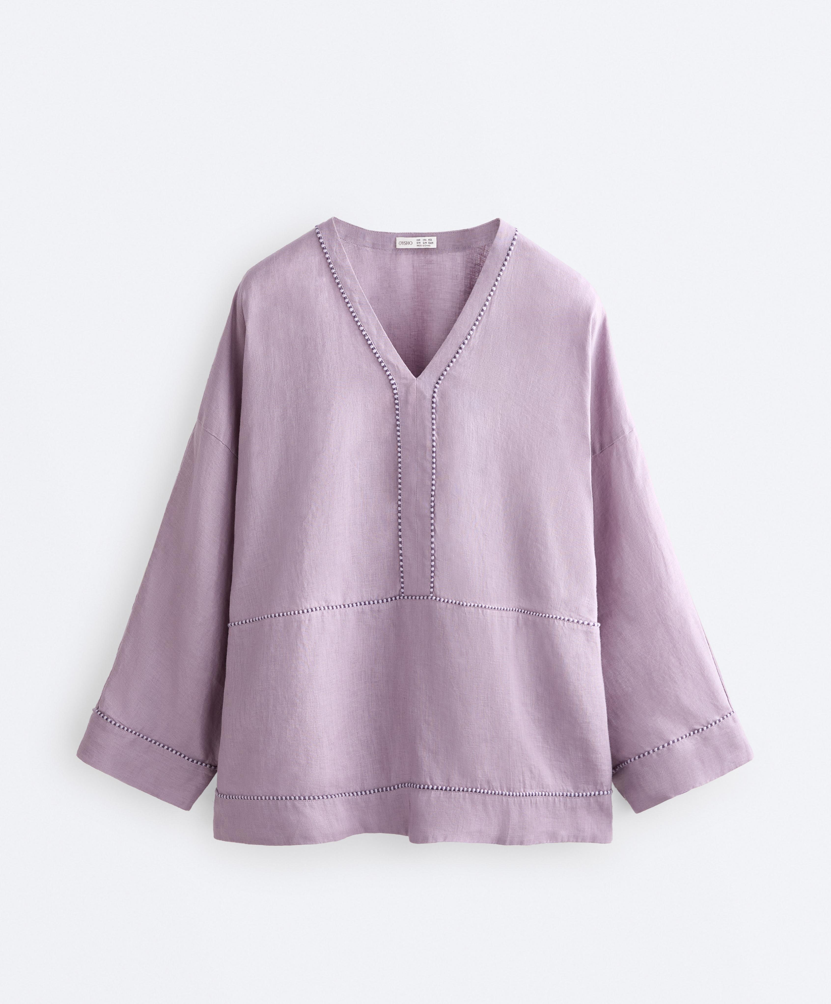 100% linen kaftan shirt — LILAC