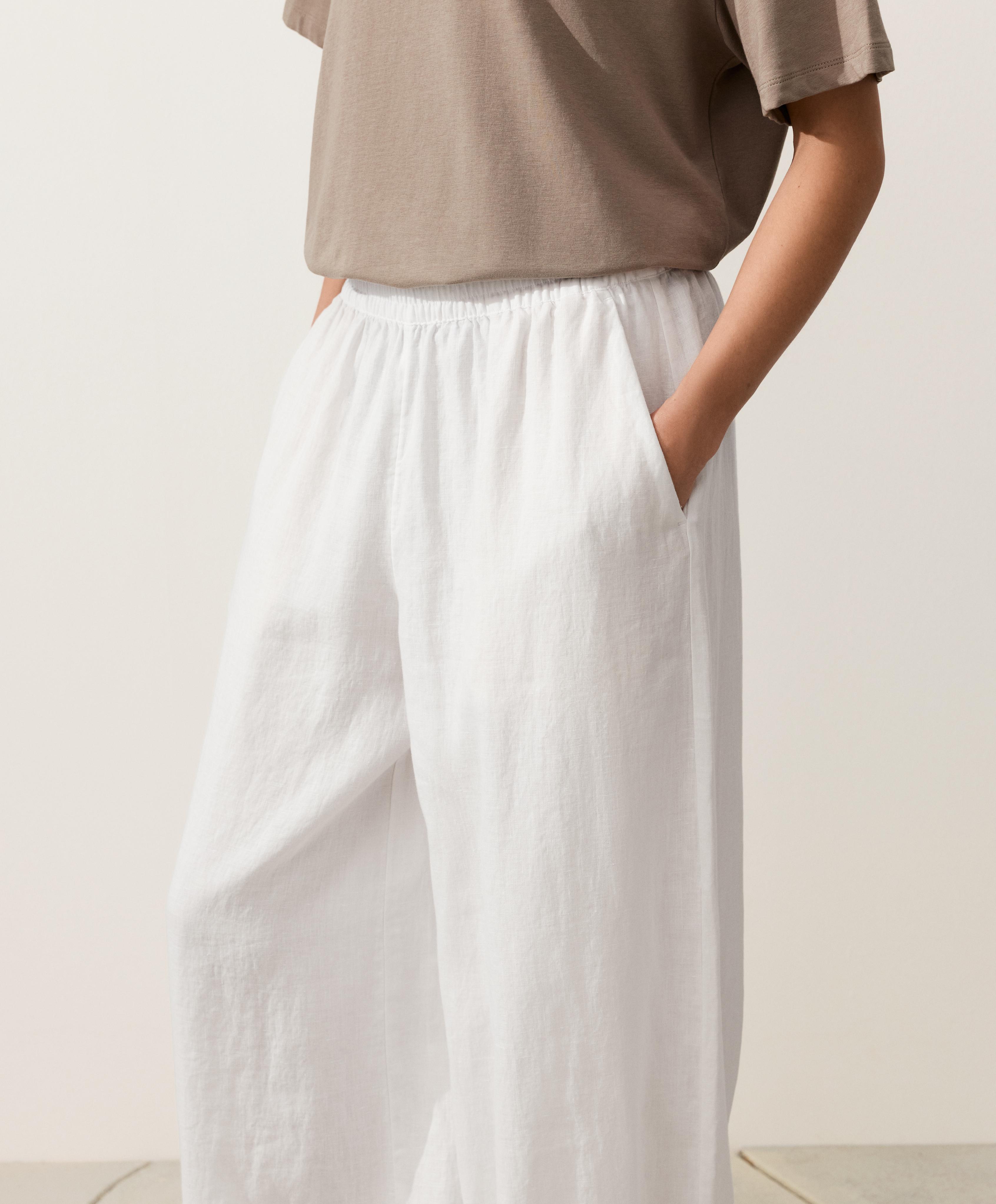 100% linen bloomer trousers — WHITE