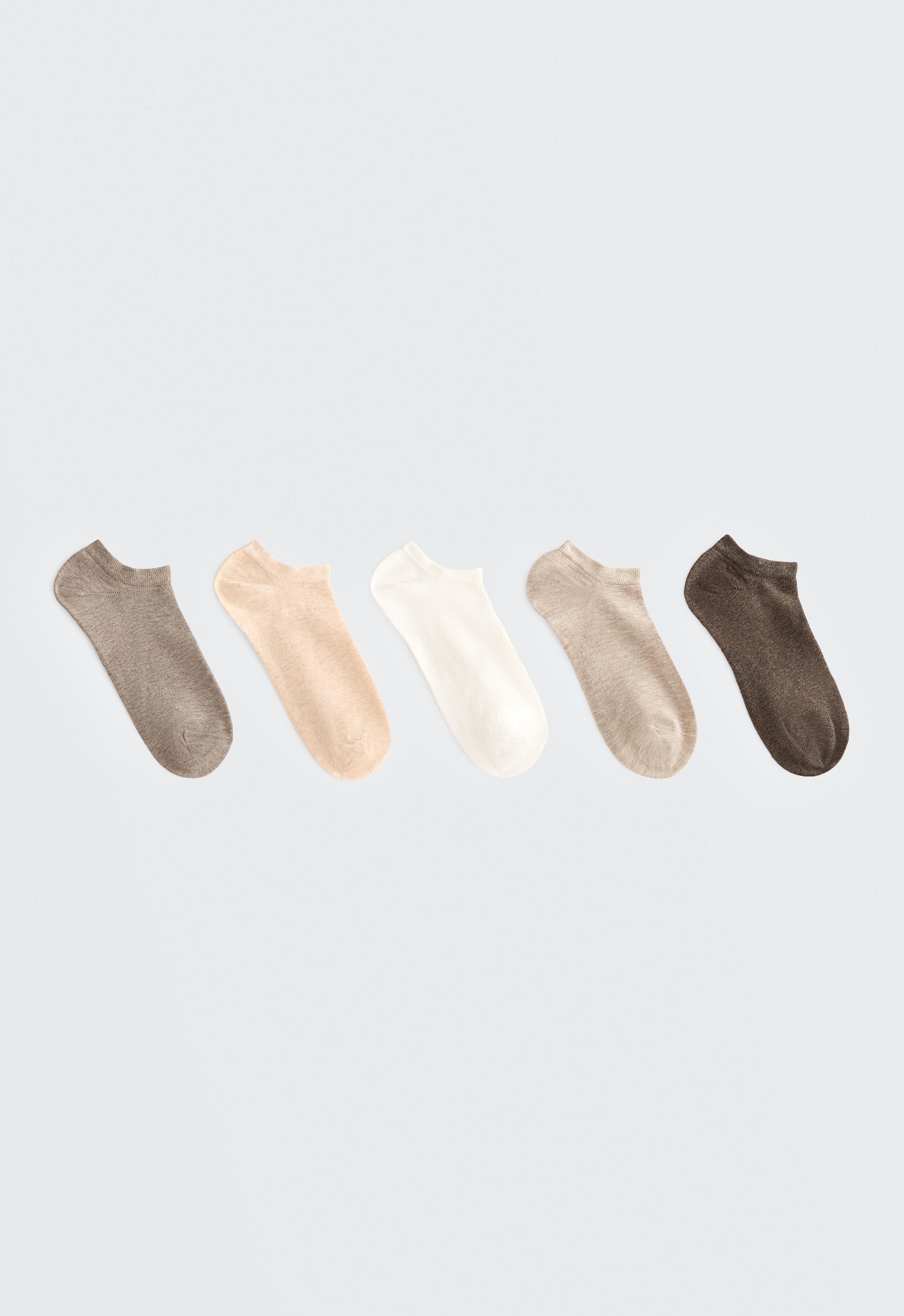 5 pairs of cotton blend sneaker socks — SAND MELANGE