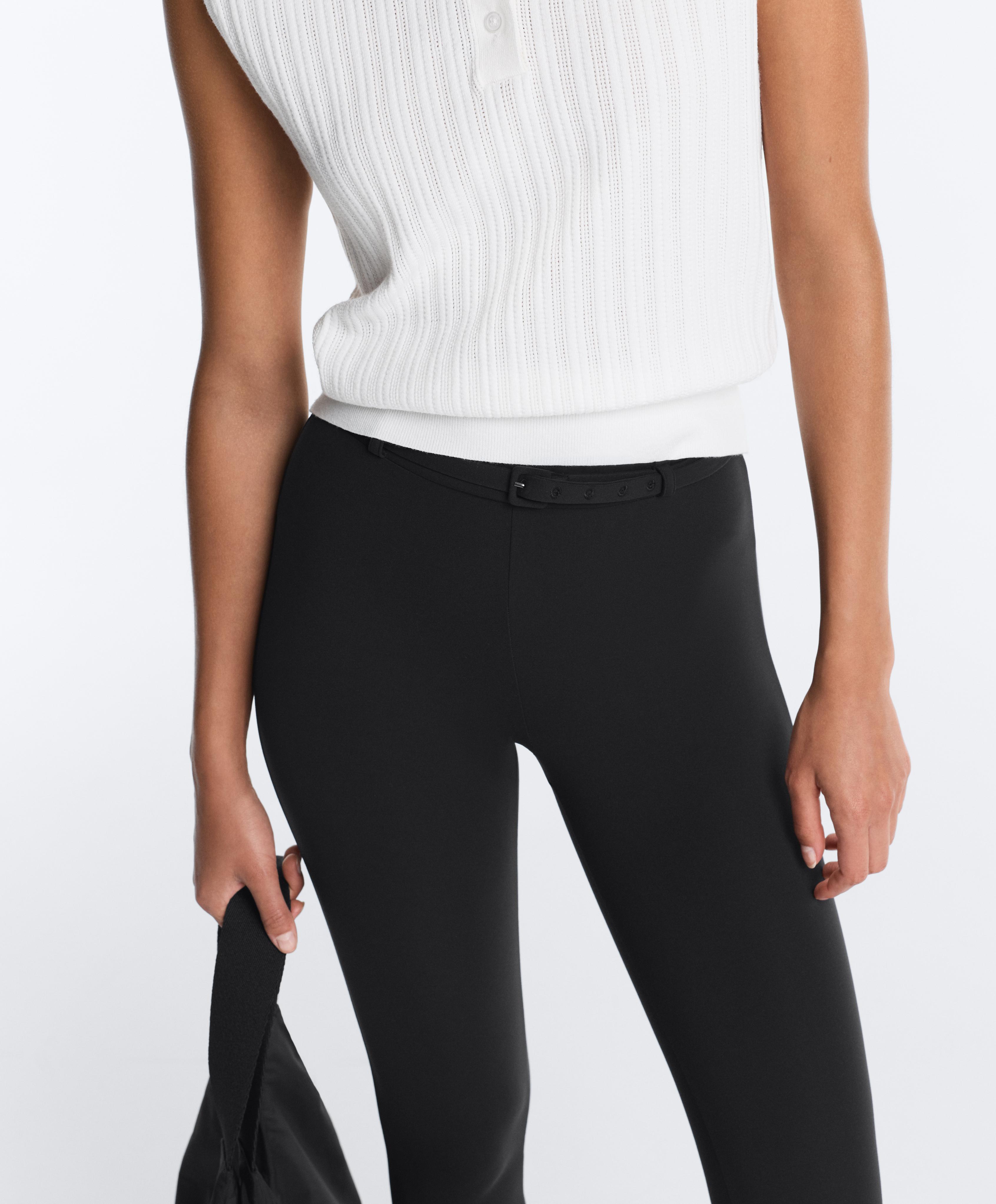 Comfortlux high-rise 65cm ankle-length leggings with belt — BLACK