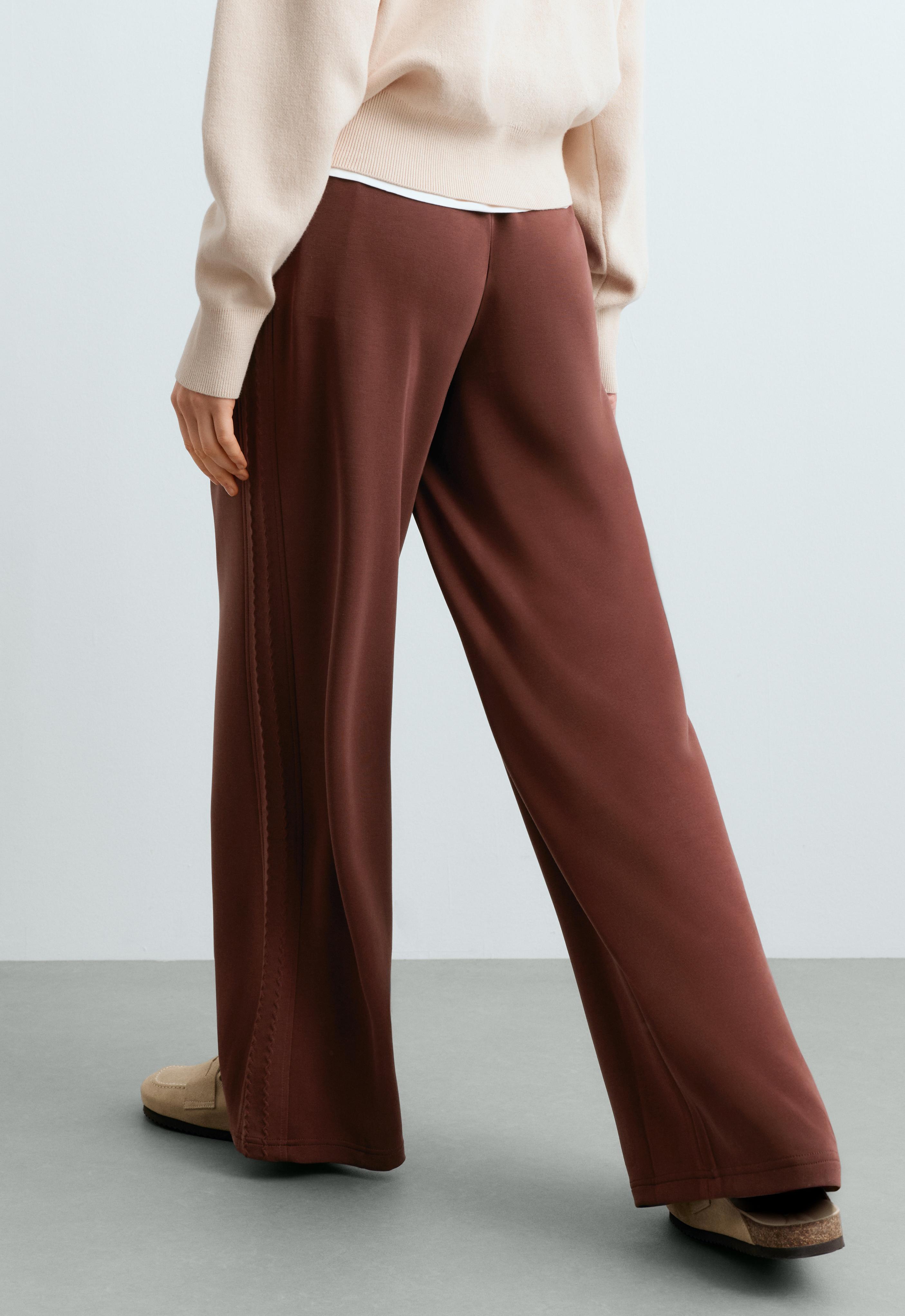 Straight-leg trousers with soft-touch modal — TERRACOTTA