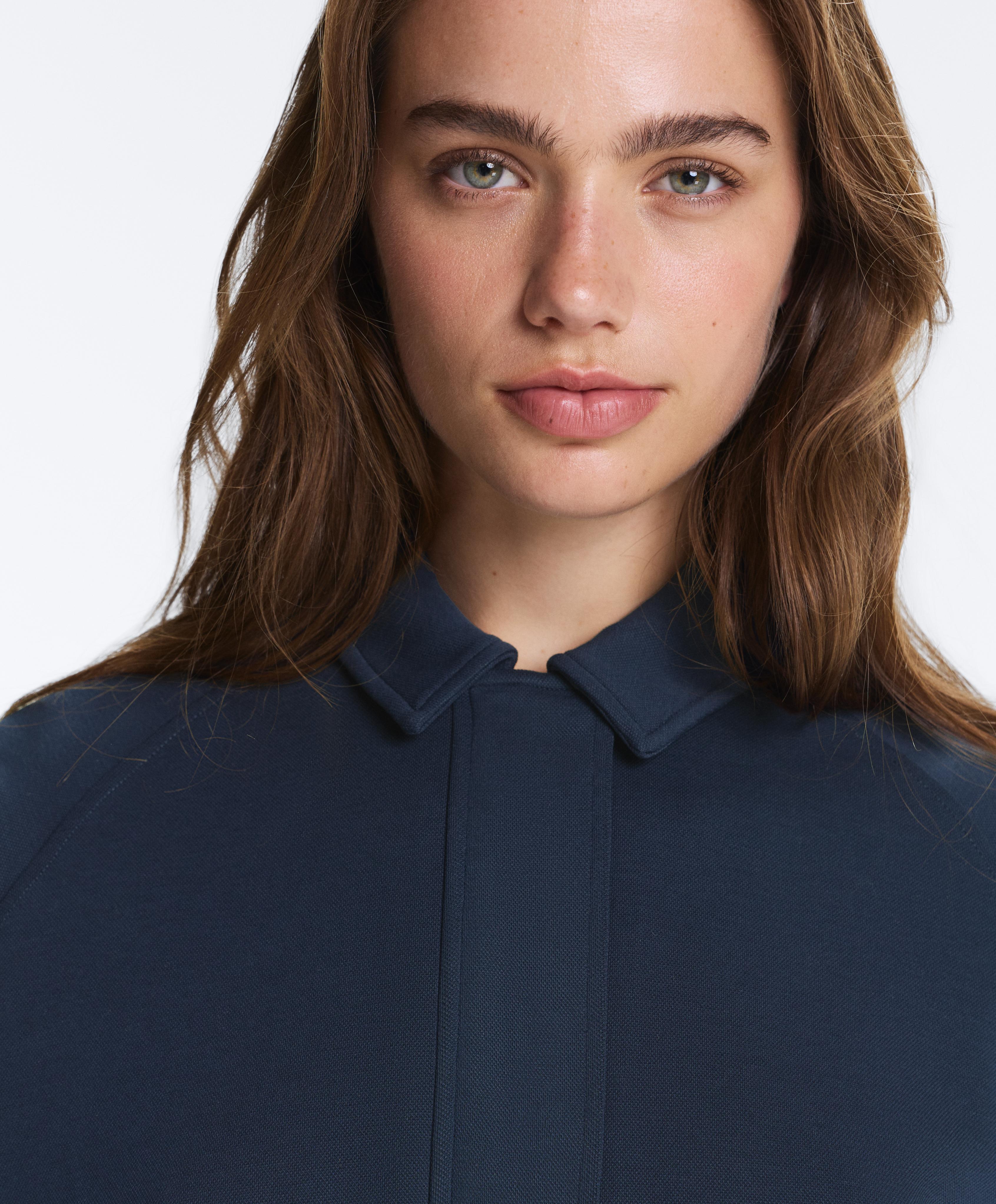 Piqué cotton V-neck raglan sleeve jacket