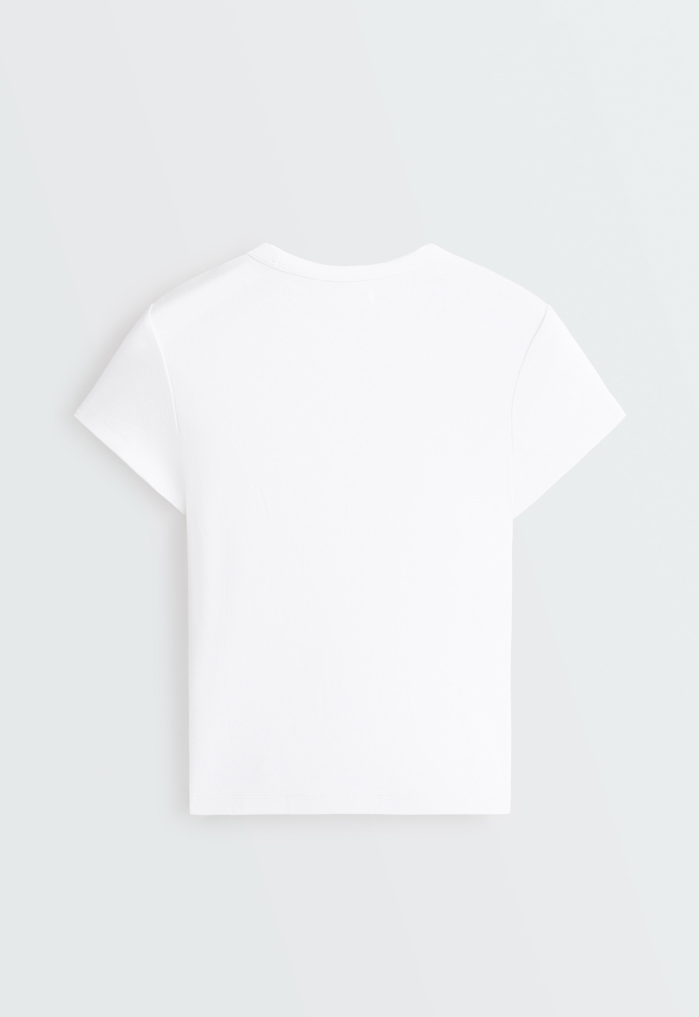 Fitted short sleeve rib T-shirt in cotton blend — WHITE 