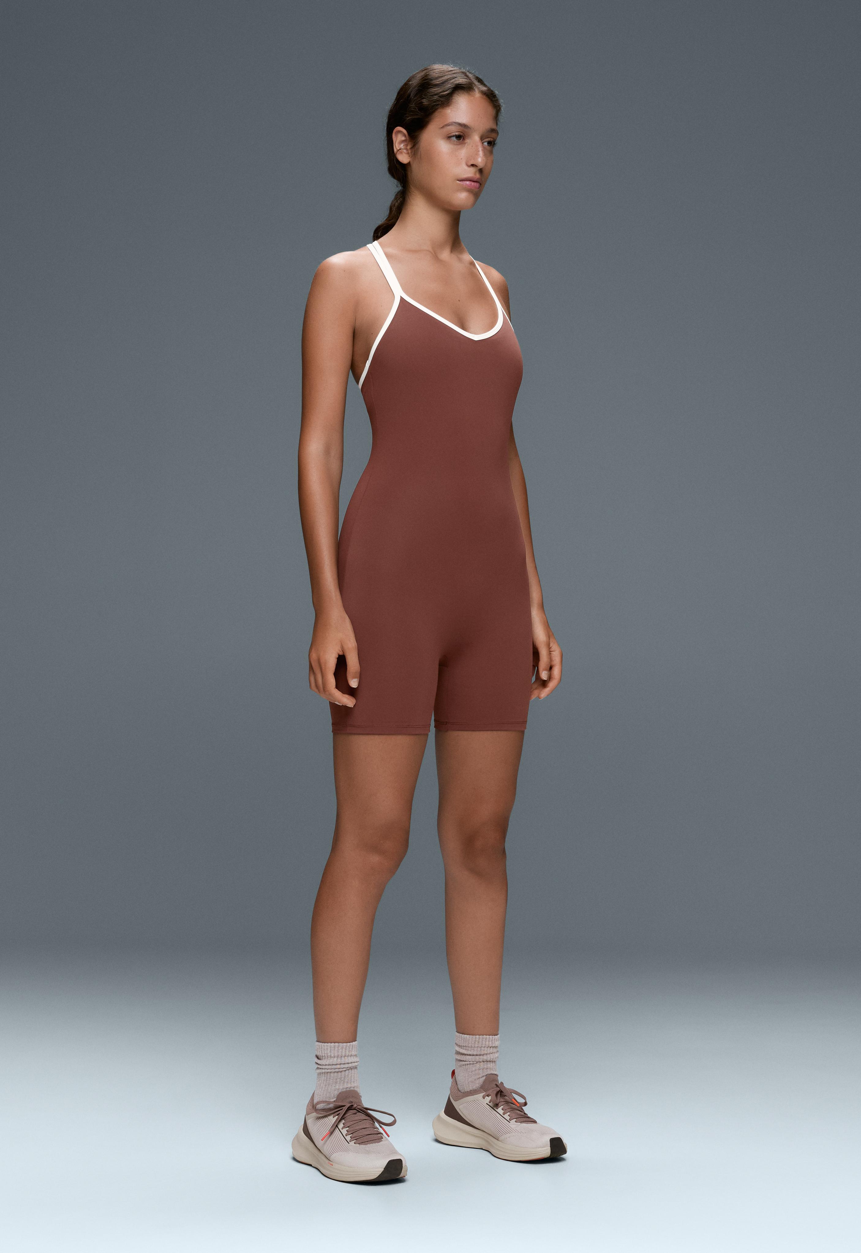 Comfortlux short jumpsuit with contrast double straps - Sale