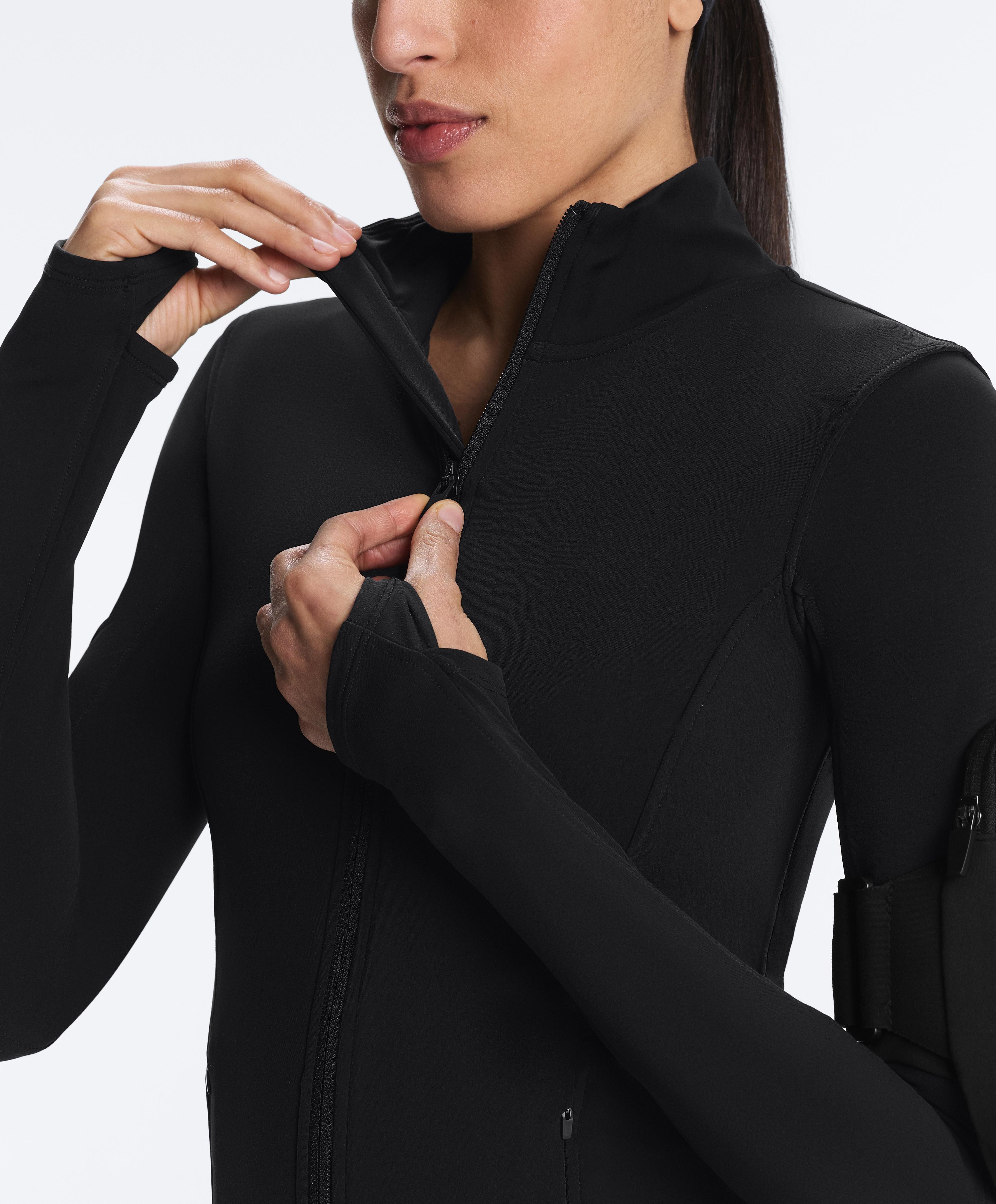 Long light warm technical jacket — BLACK