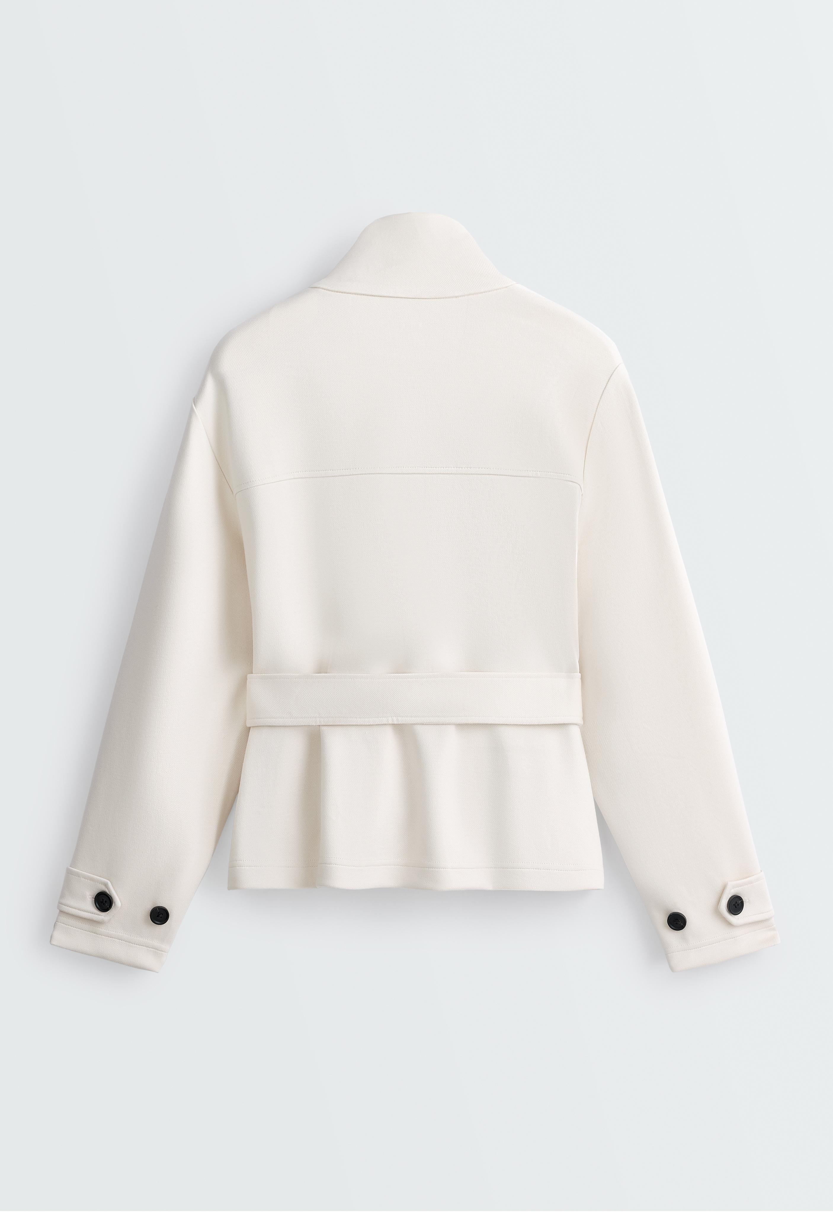 Belted jacket with pockets — PALE ECRU