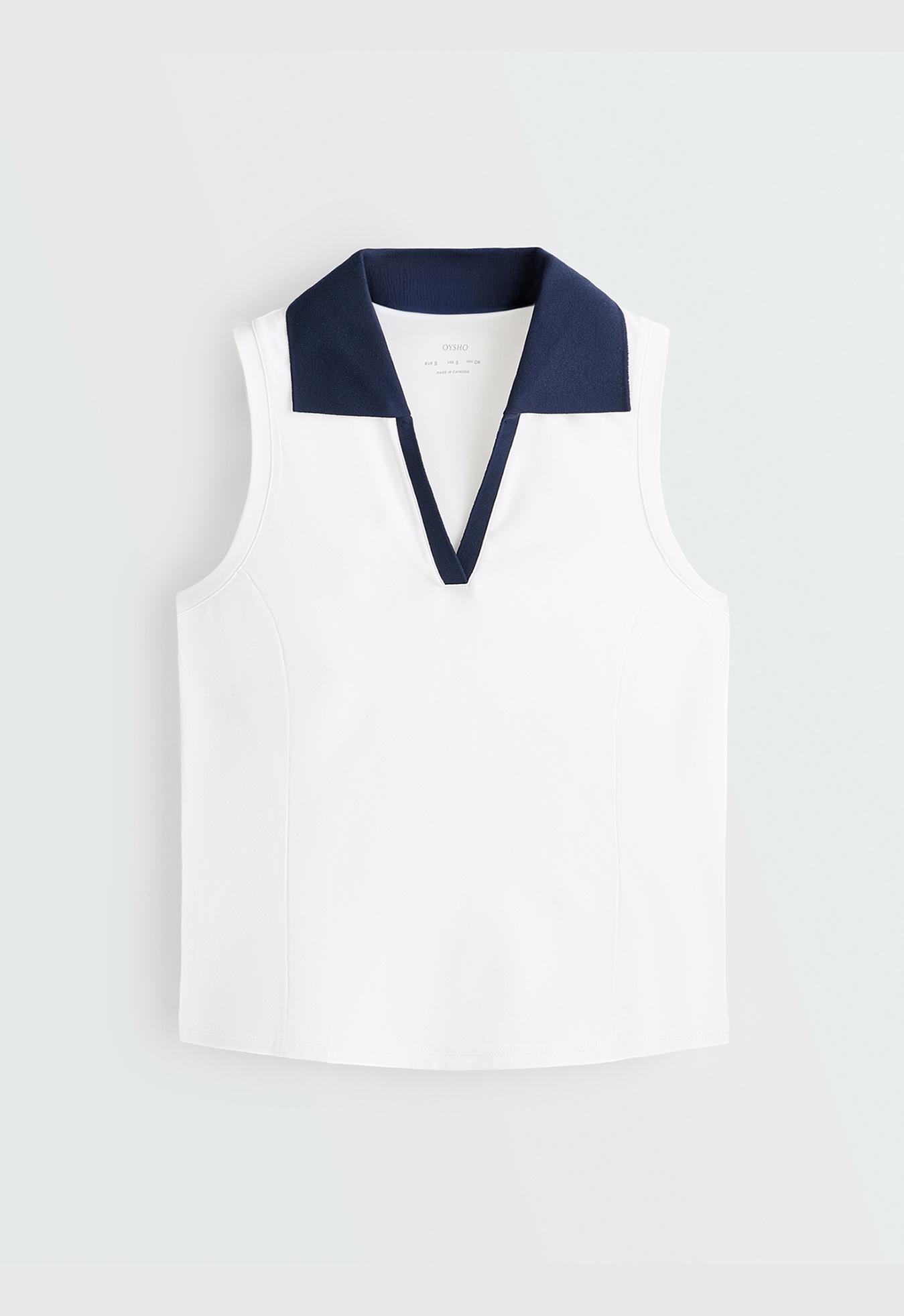 Contrast sleeveless Comfortlux polo shirt — WHITE