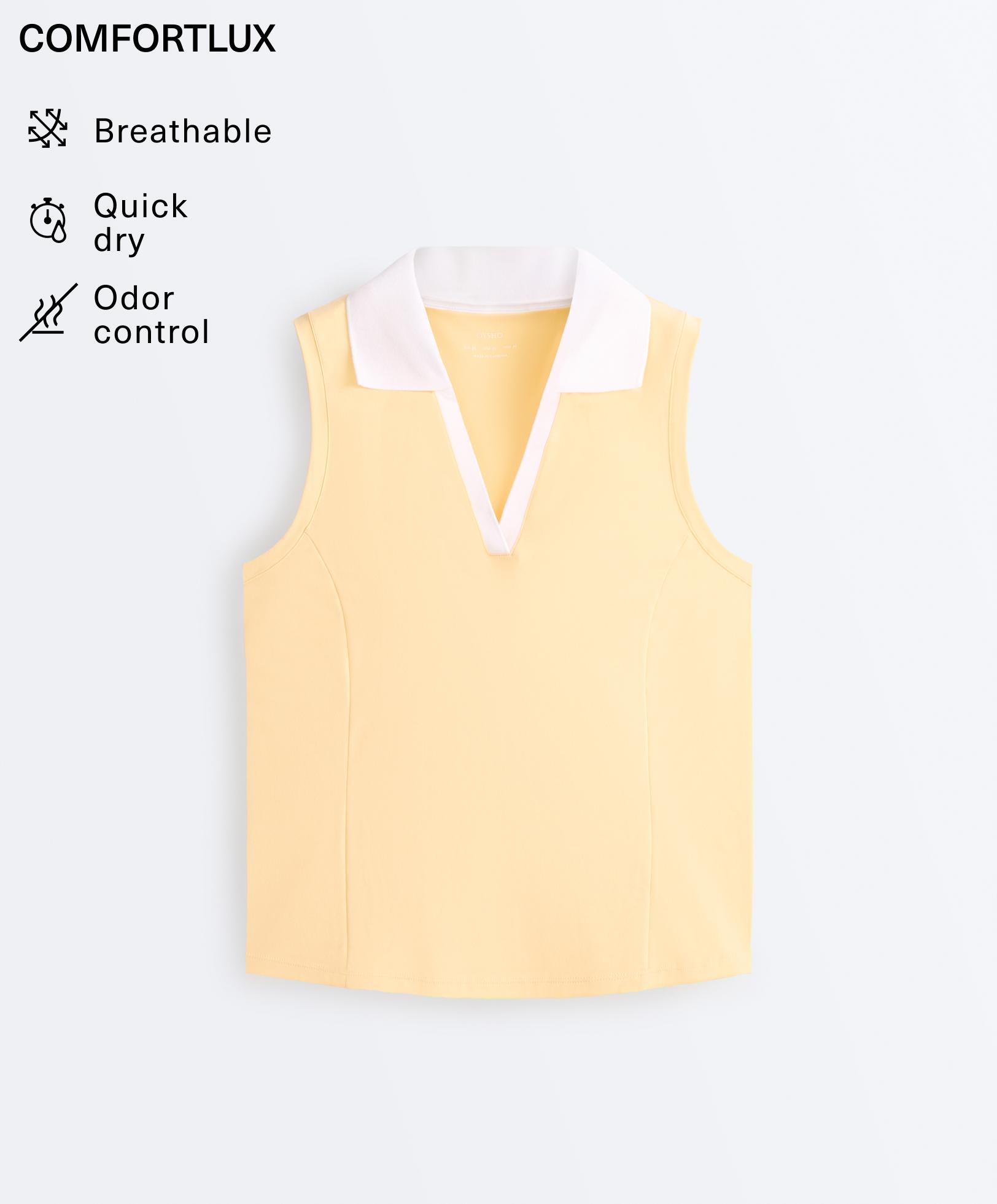 Contrast sleeveless Comfortlux polo shirt