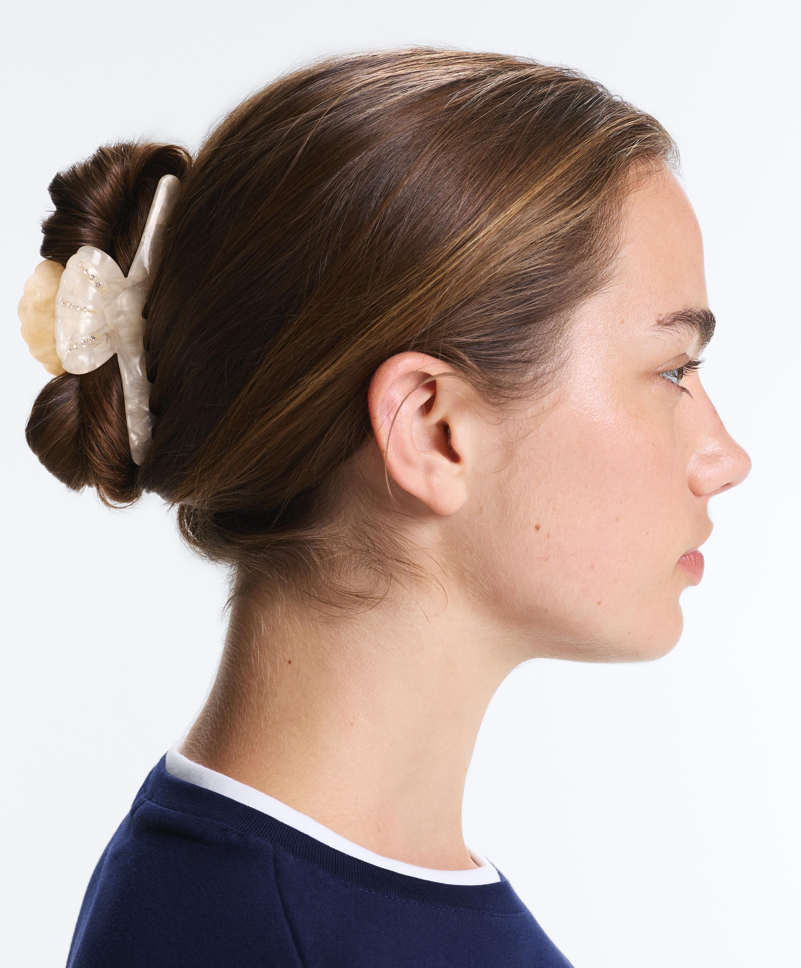 Large shell hair clip — OATMEAL