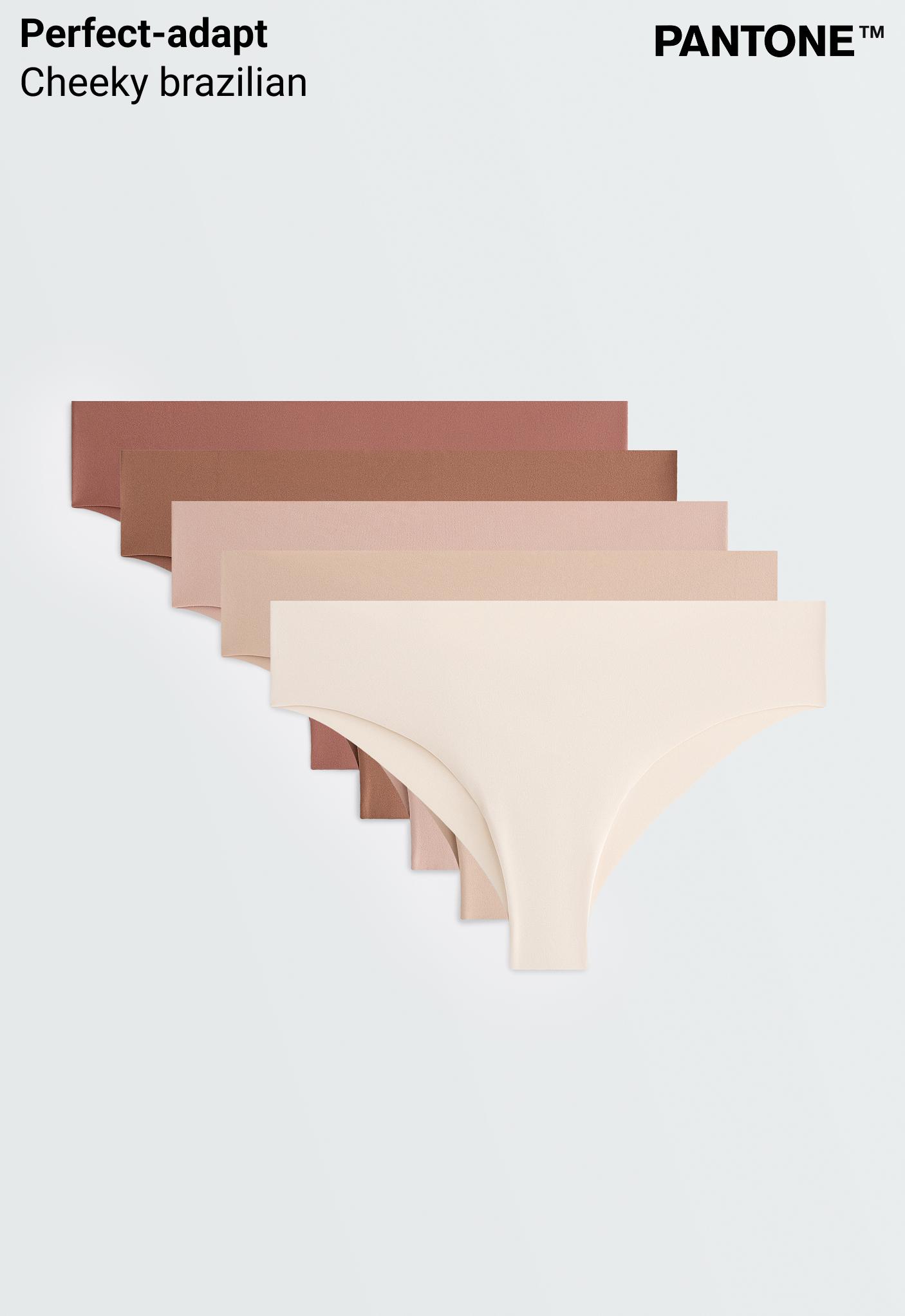 5 PANTONE™ polyamide blend invisible Brazilian briefs — BEIGE