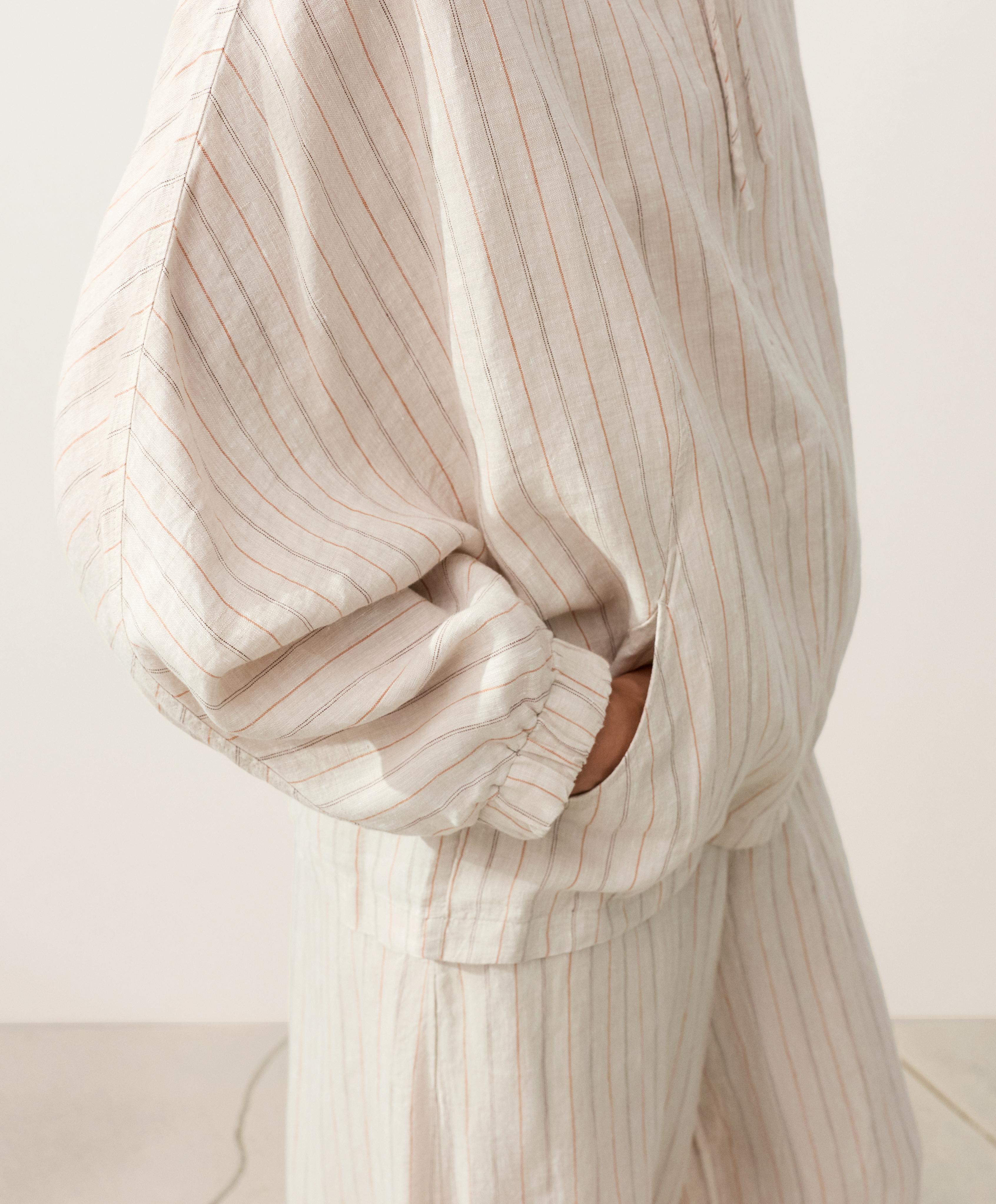 100% linen hooded jacket — SAND MELANGE