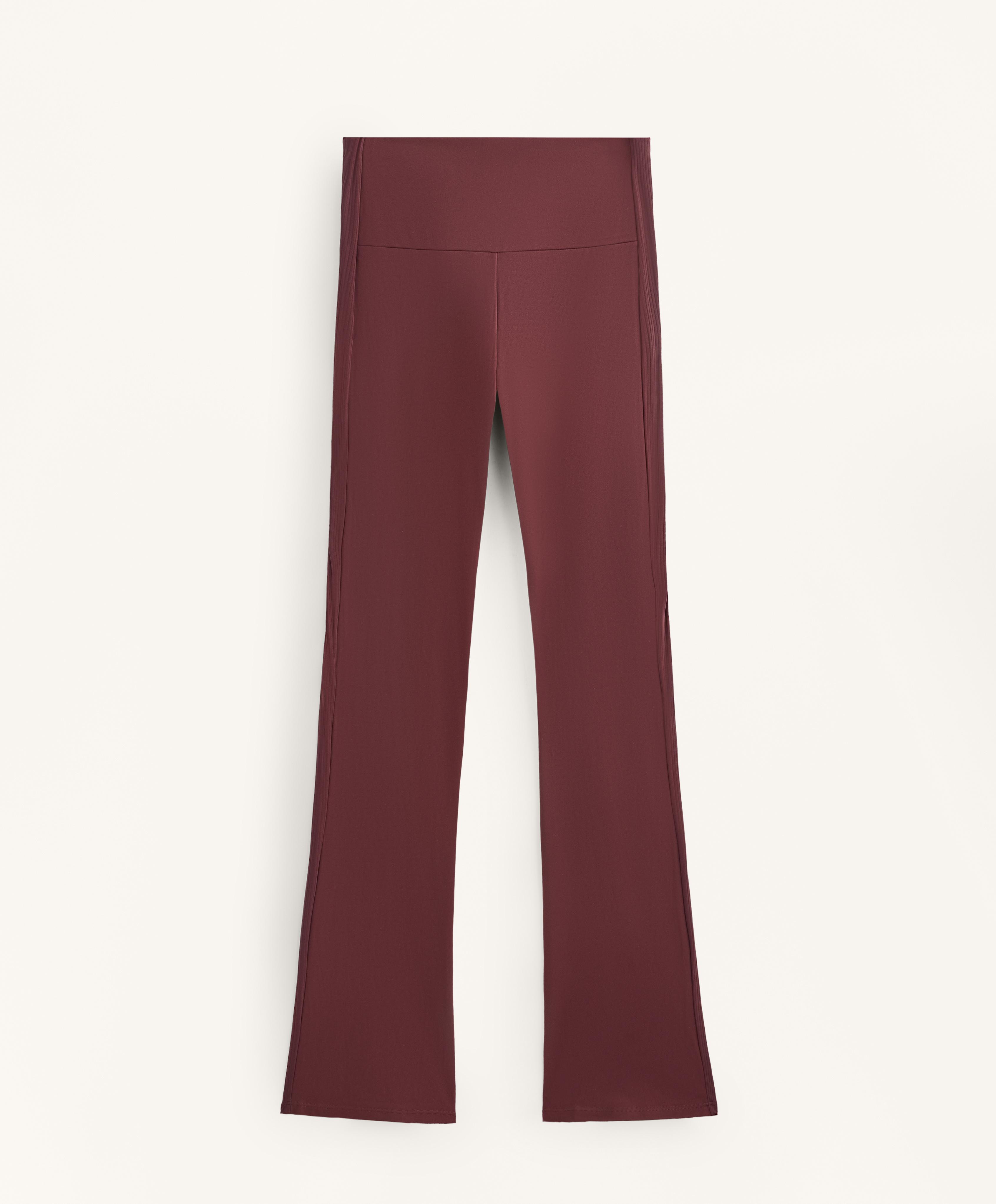 High-rise Comfortlux rib flare trousers — MAROON
