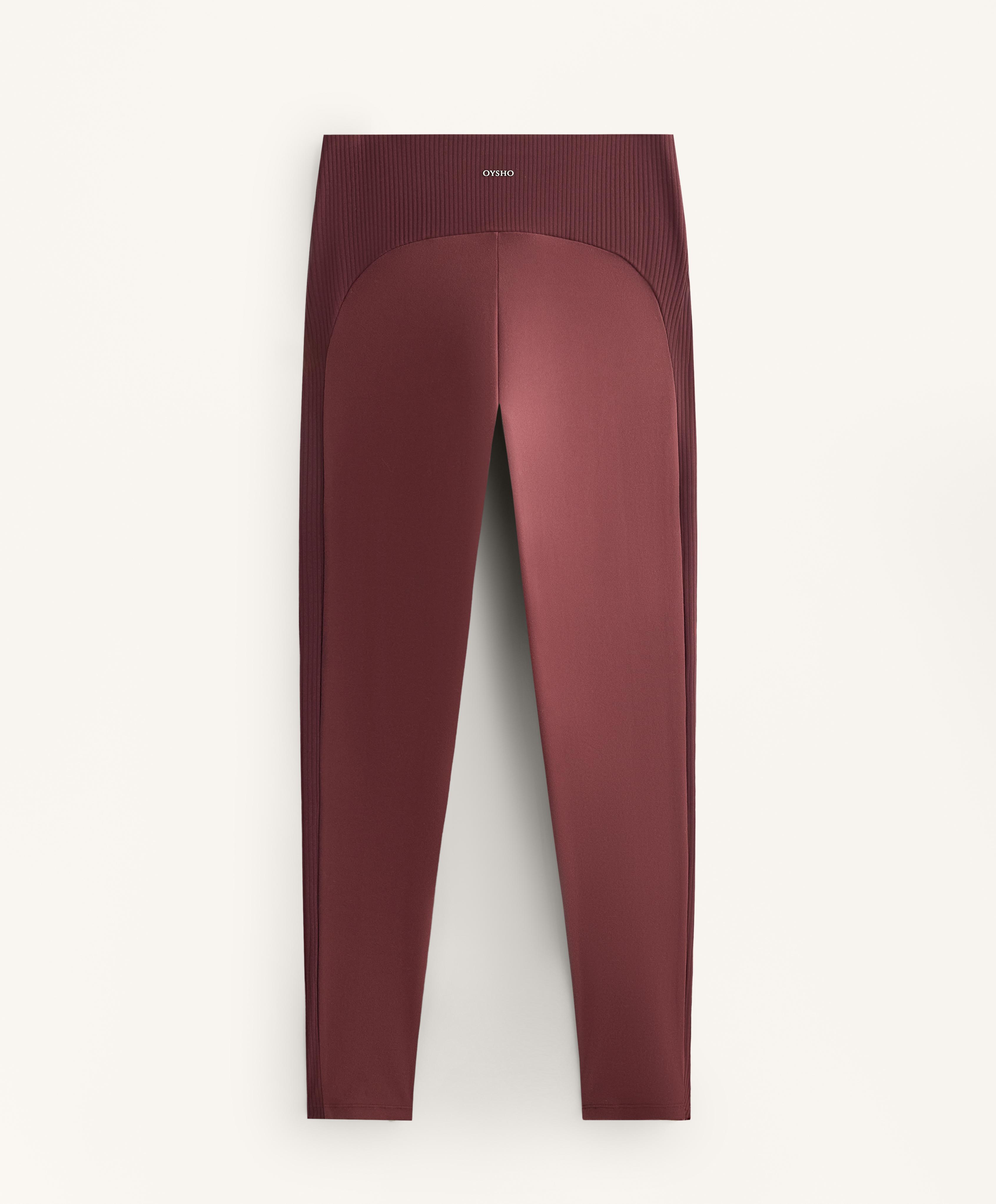 Comfortlux high-rise ankle-length rib leggings — MAROON
