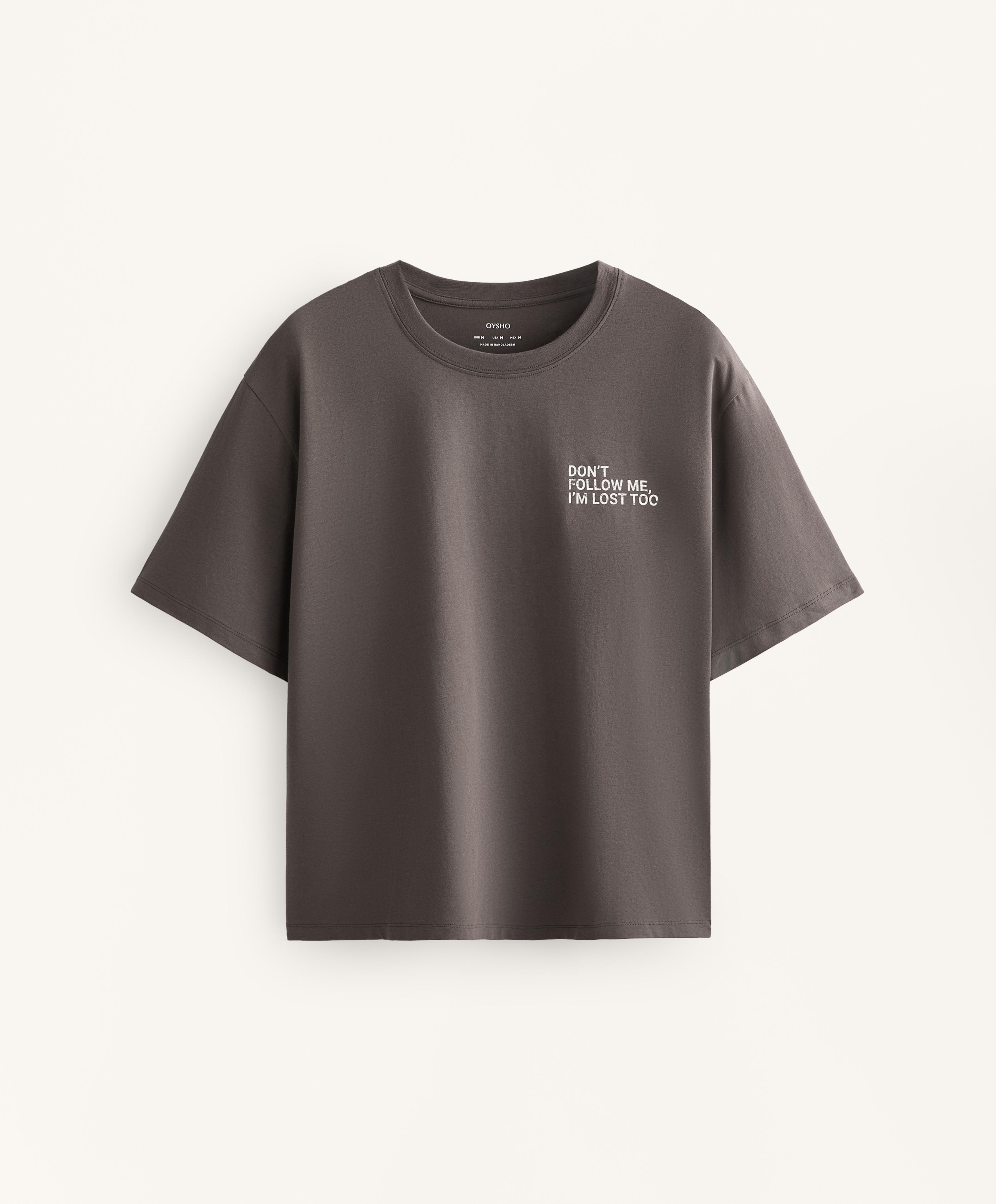 Boxy cotton blend T-shirt with slogan