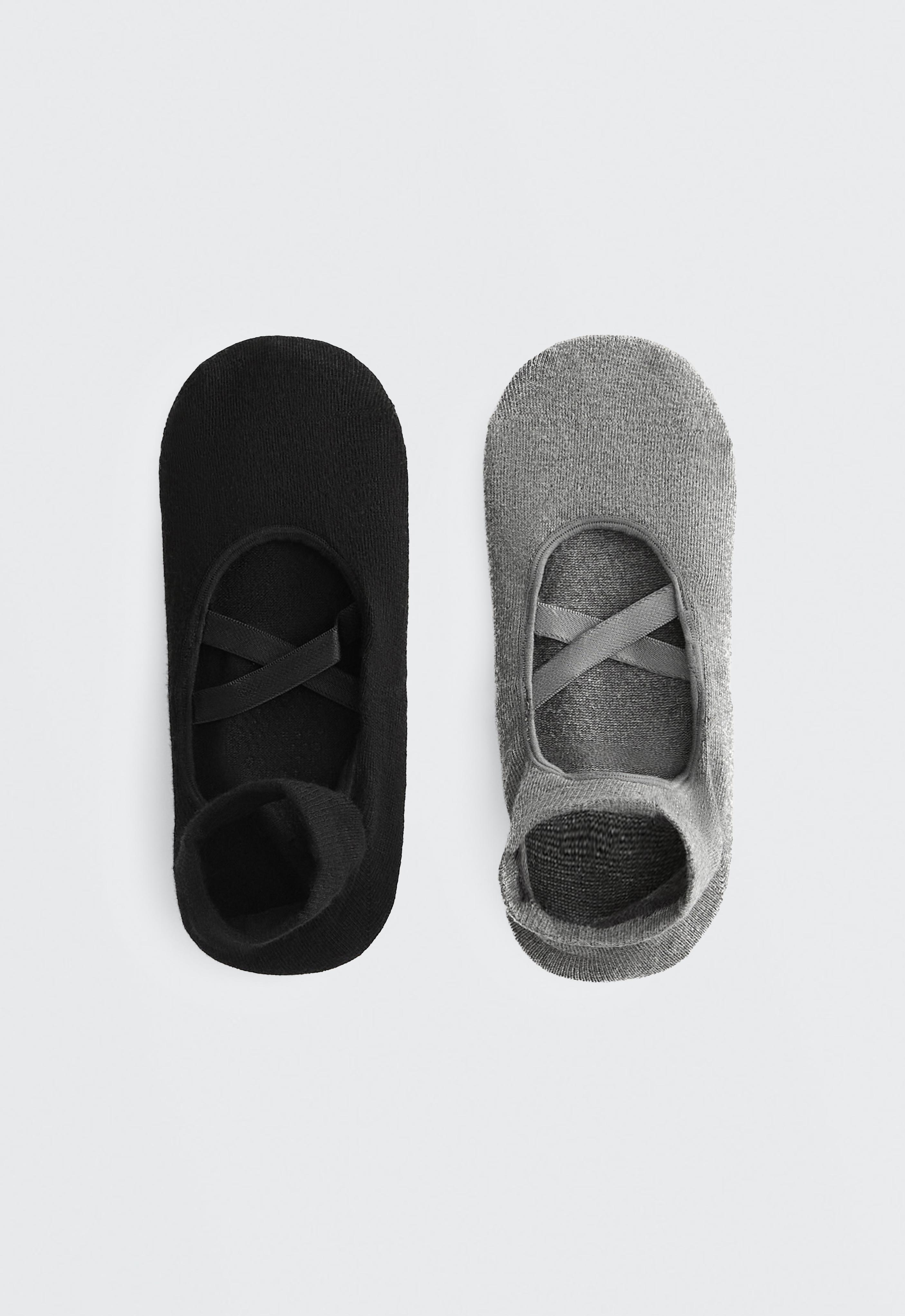 2 Paar Socken für Yoga und Pilates aus Baumwollmischung mit überkreuzten Riemchen