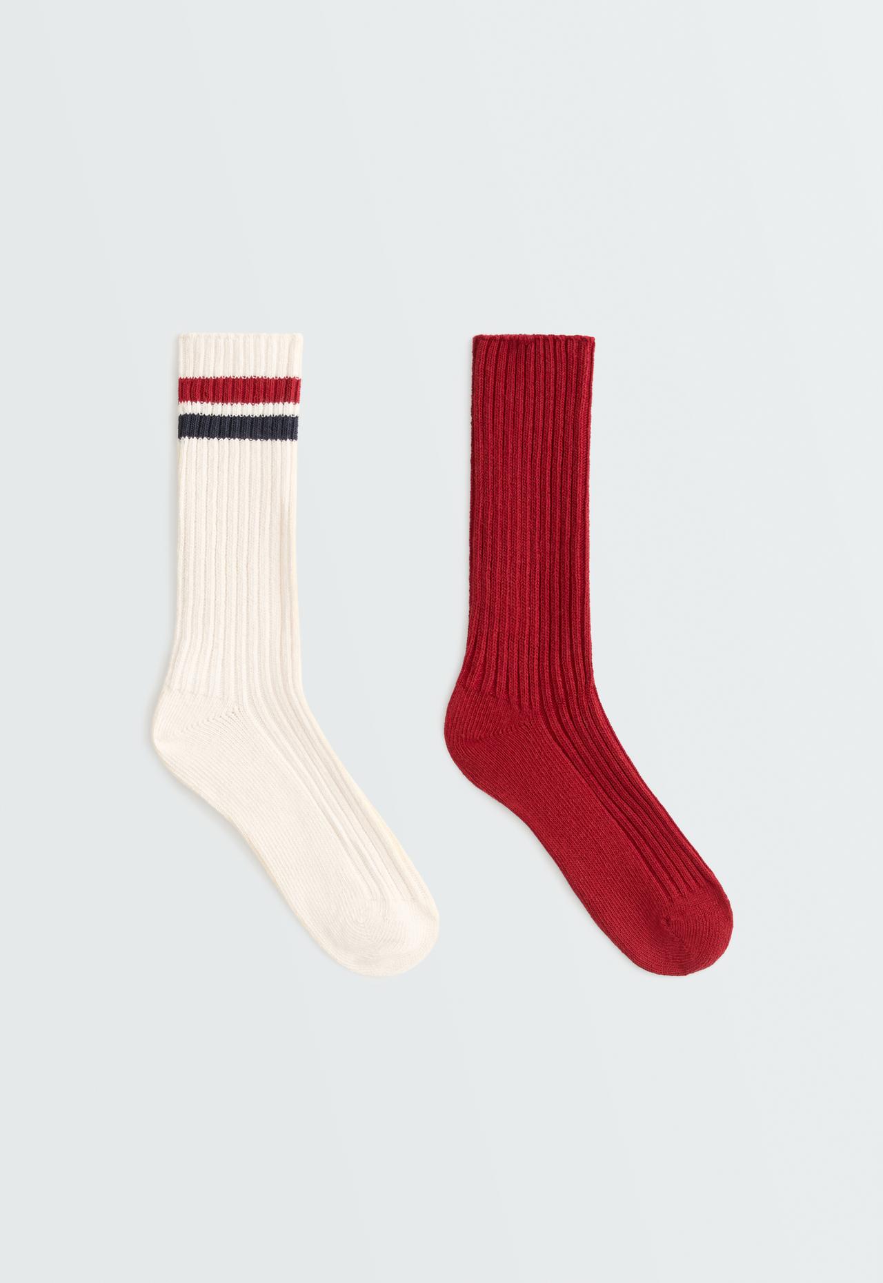 2 pairs of cotton blend classic socks — RED