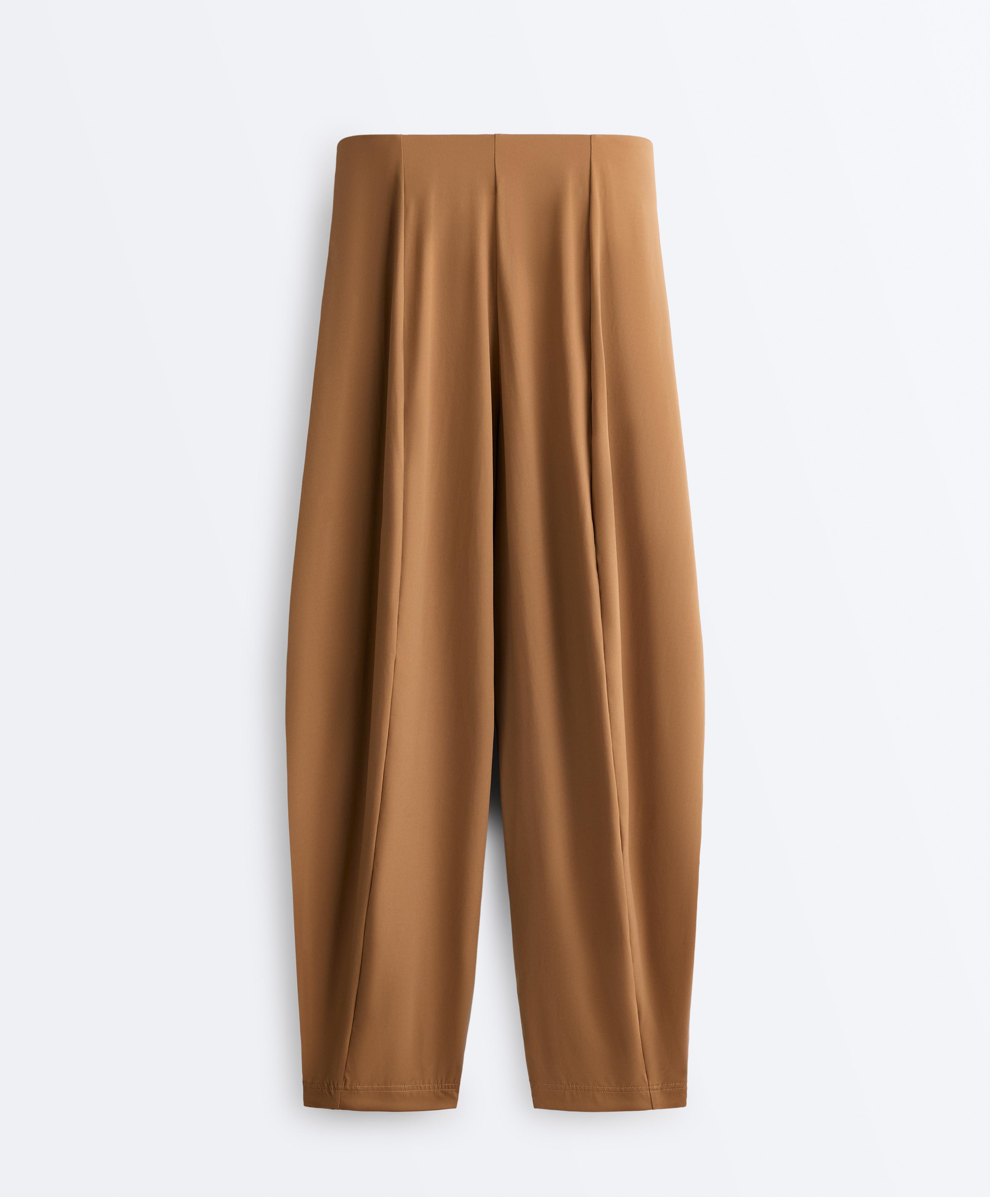 Light Touch high-rise long Barrel trousers — TOFFEE