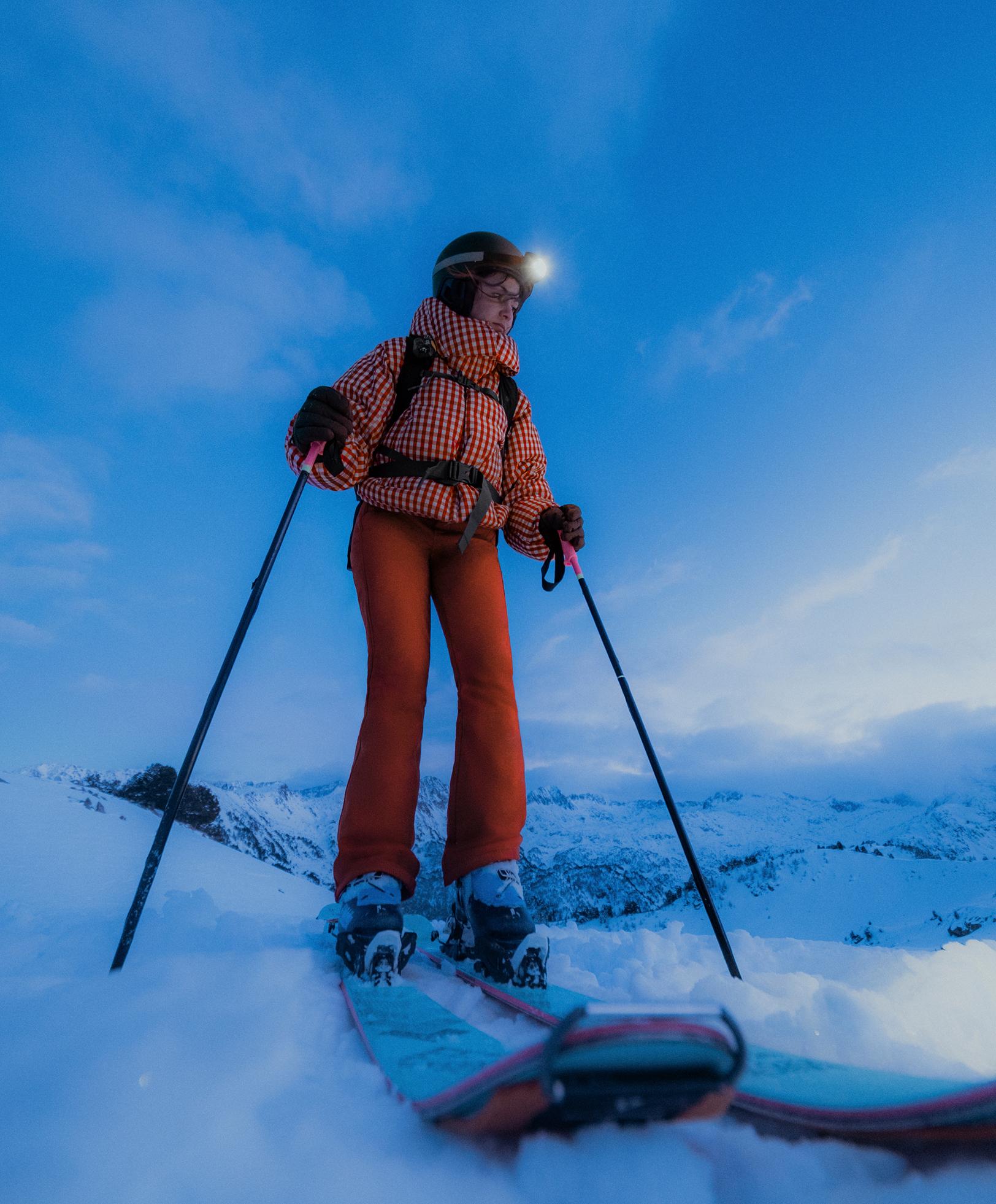 Water-resistant flare stretch SKI trousers — BRIGHT BURNT ORANGE 