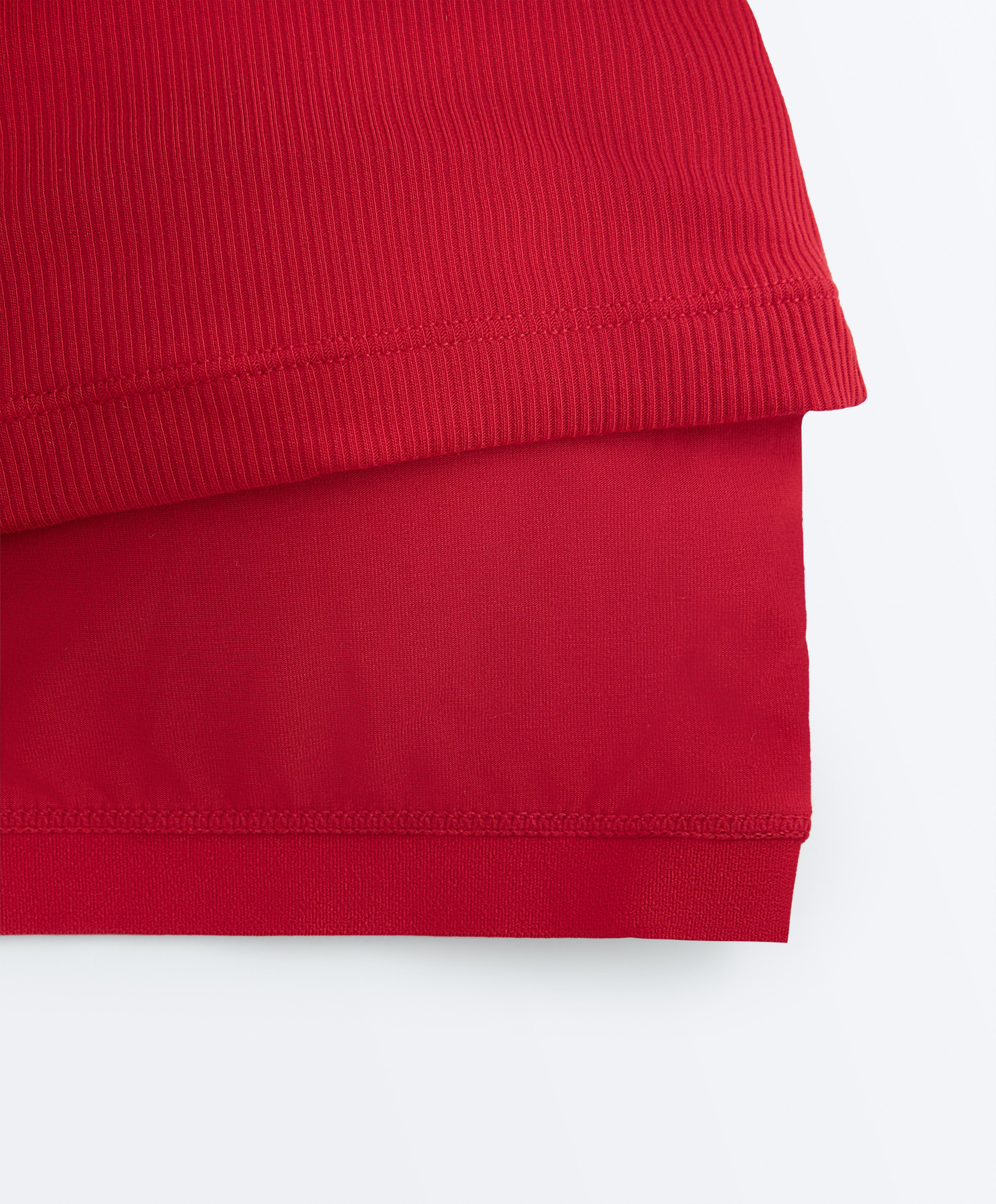 Rib modal blend long tank top — STRONG RED