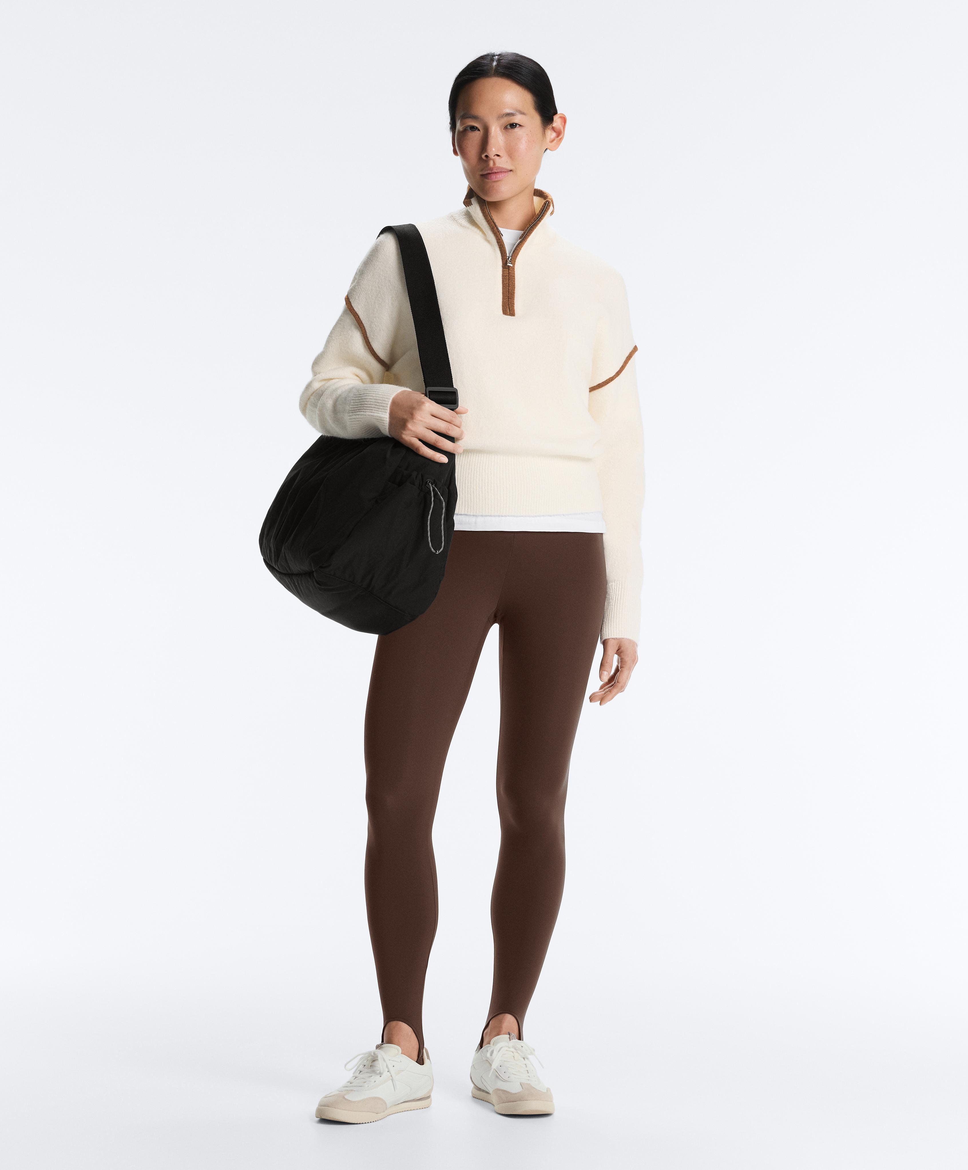 Raised neck jumper with contrast details — PALE ECRU