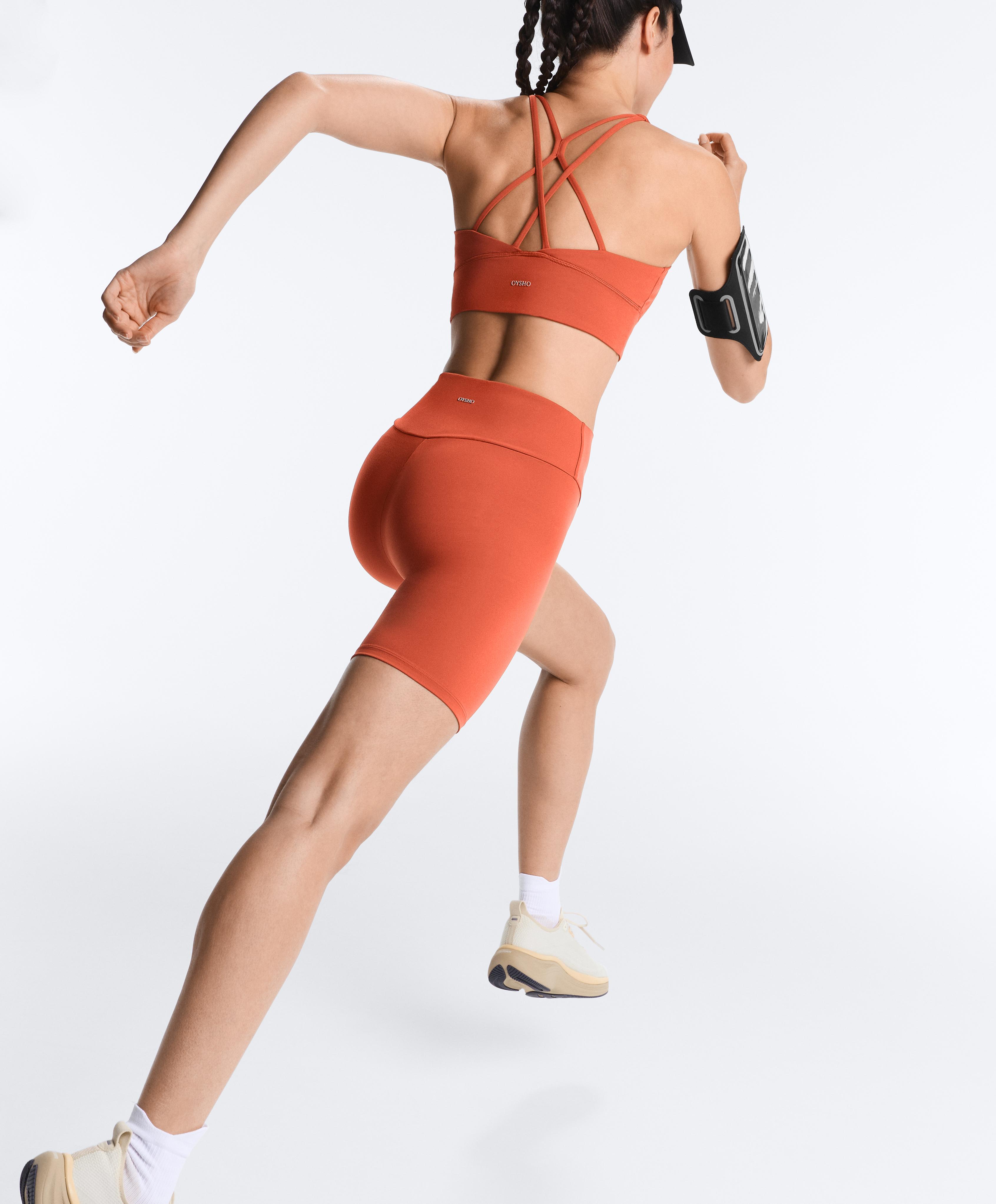 Comfortlux high-rise 20cm biker leggings — TERRACOTTA