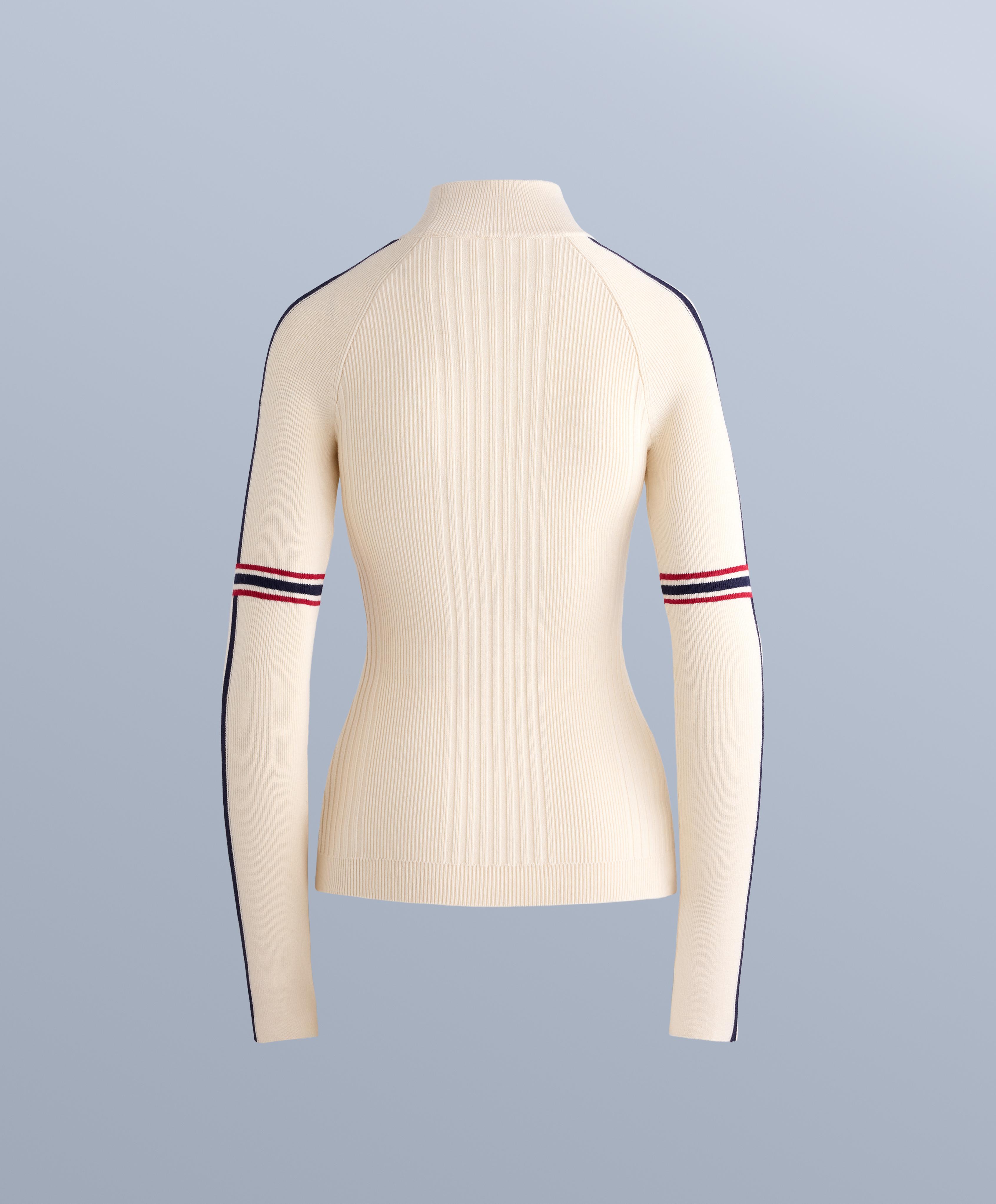 Thermal base layer knit T-shirt with contrast details — ECRU
