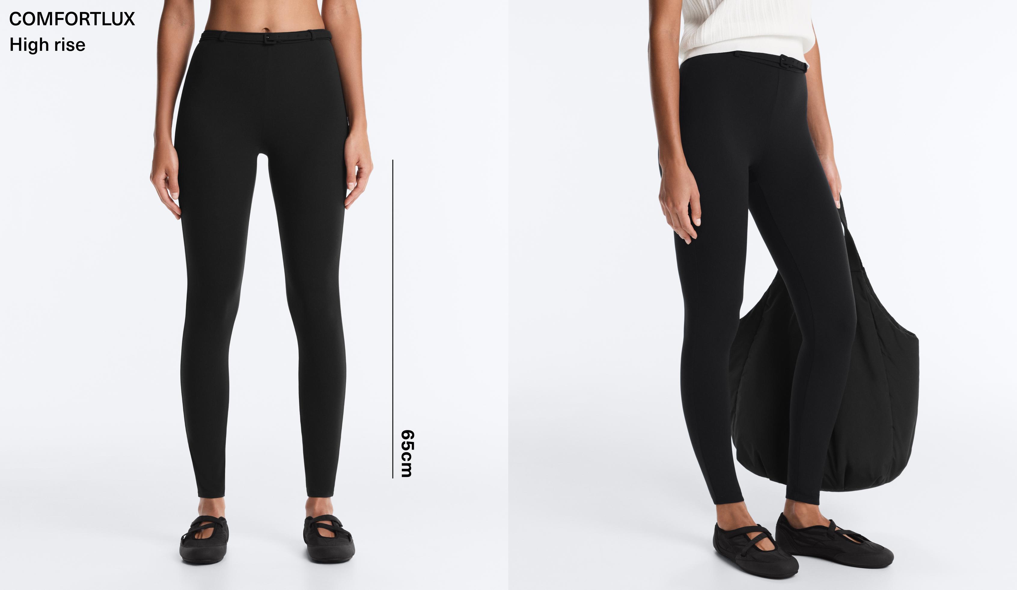 Comfortlux high-rise 65cm ankle-length leggings with belt — BLACK