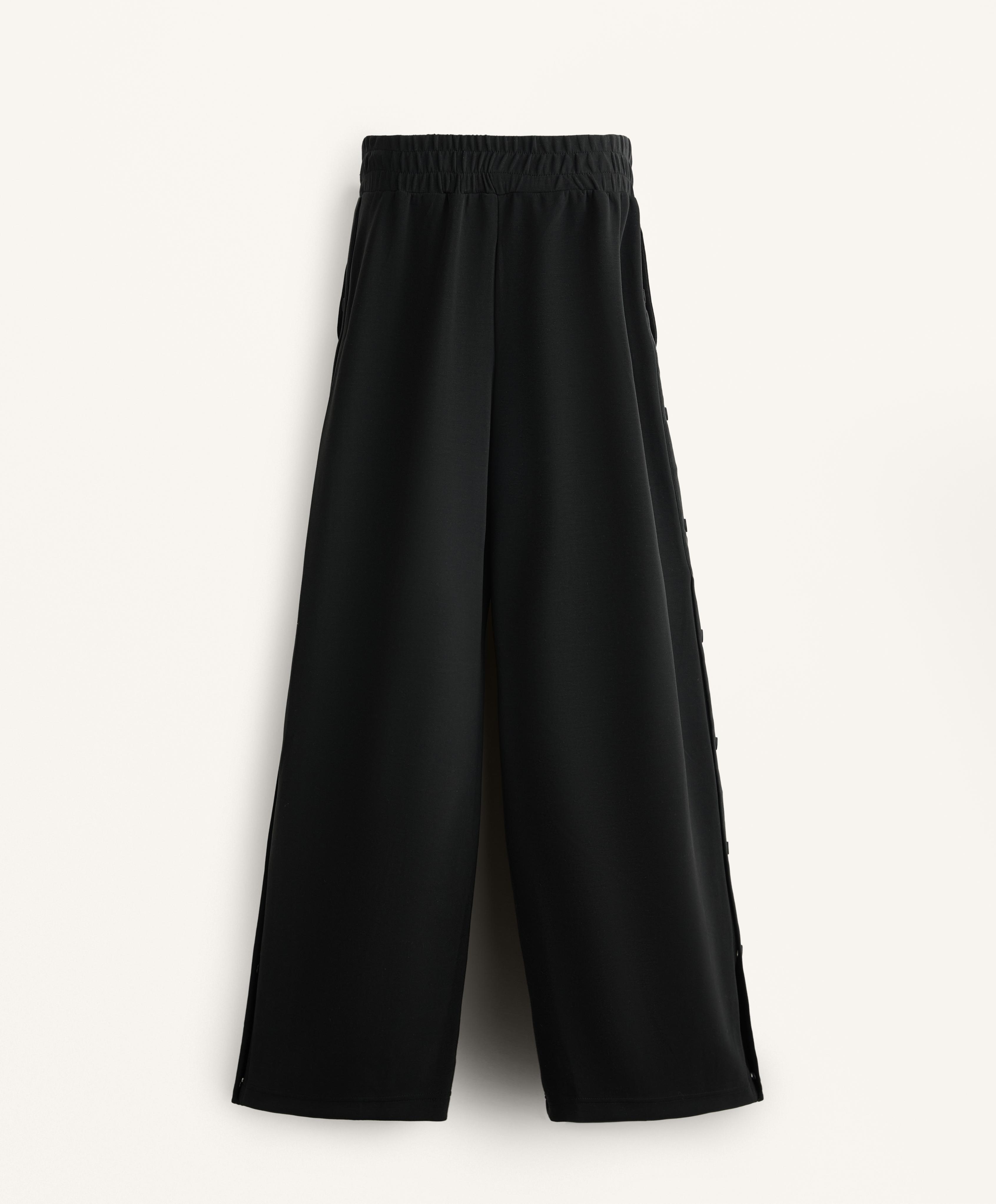 Wide leg straight button trousers with soft-feel modal Wide leg straight button trousers with soft-feel modal