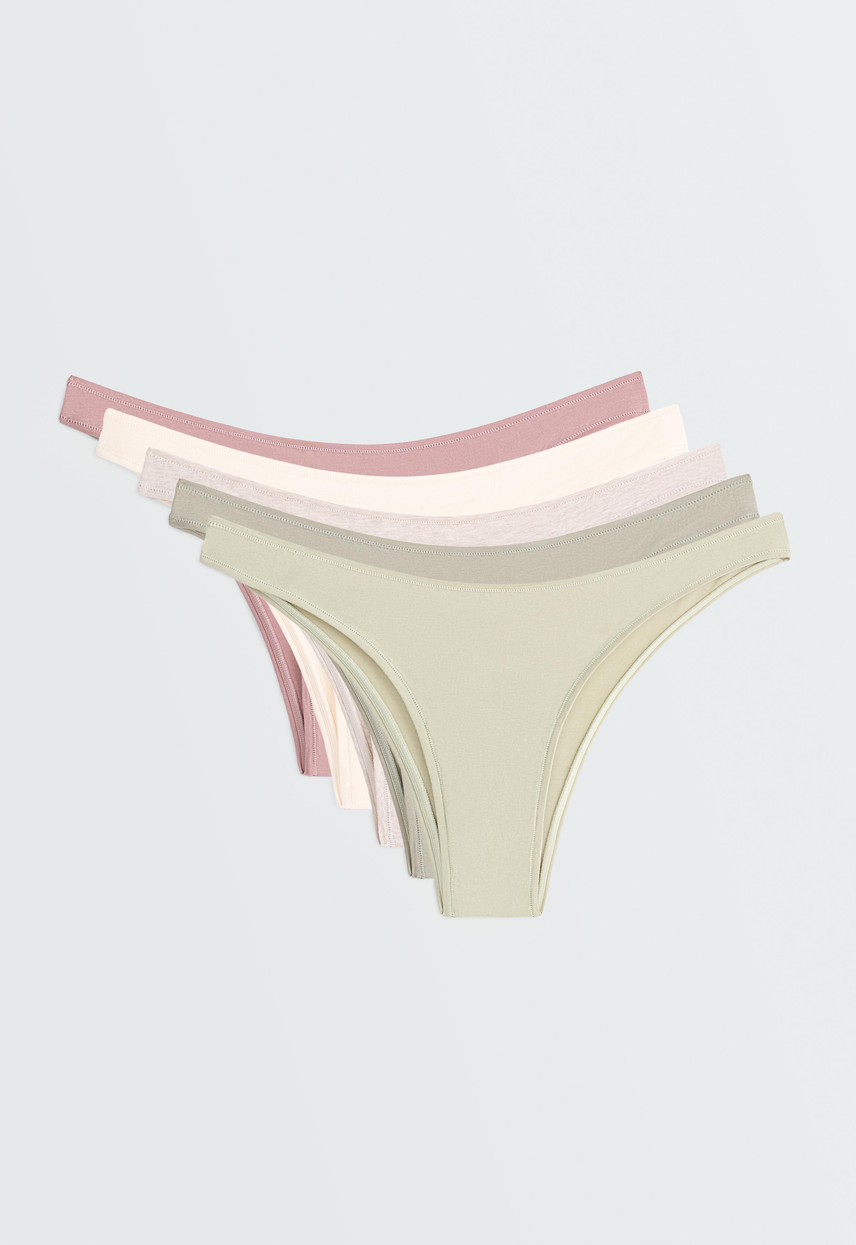 5 cotton blend Brazilian briefs — KHAKI