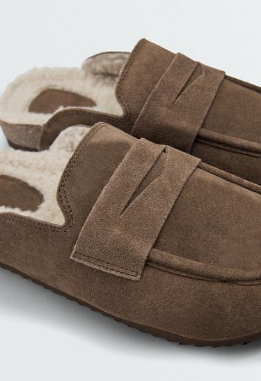 Warm-lined suede clog — TOBACCO BROWN 5