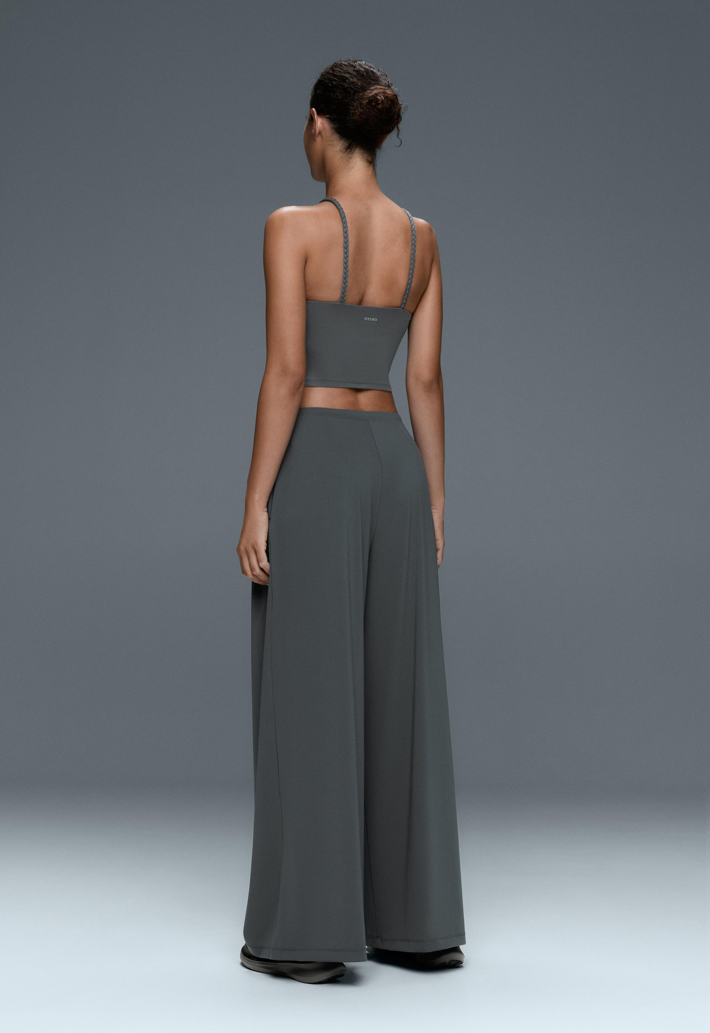 Light Touch wide-leg trousers with darts — STEEL GREY