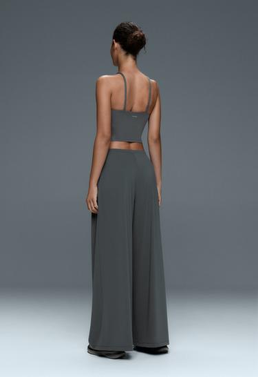 Light Touch wide-leg trousers with darts — STEEL GREY 5