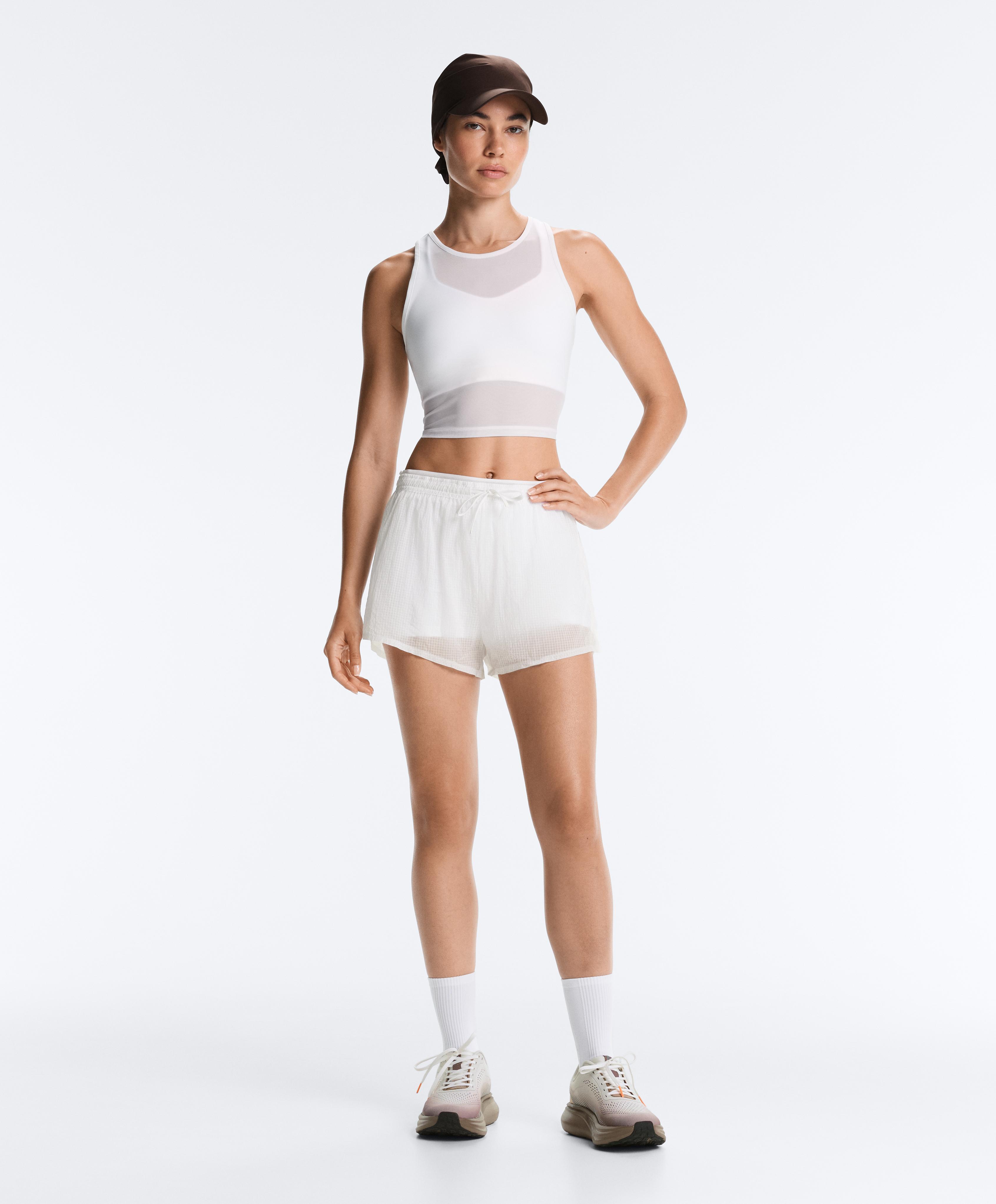 Sheer compressive tank top — WHITE